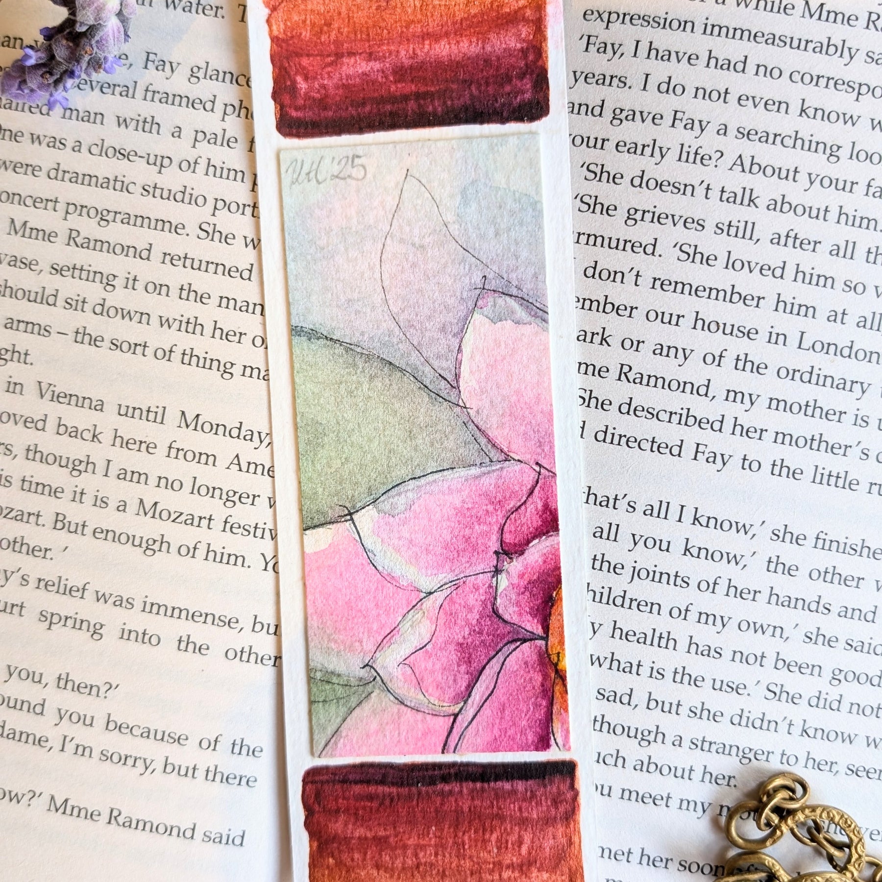 Hand Painted Original Artwork Floral Bookmark