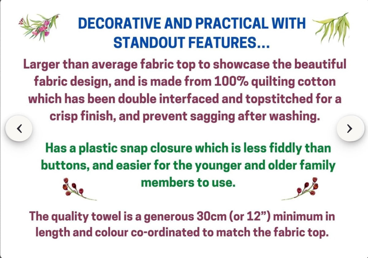 Kookaburras (sage green) hanging hand towel.