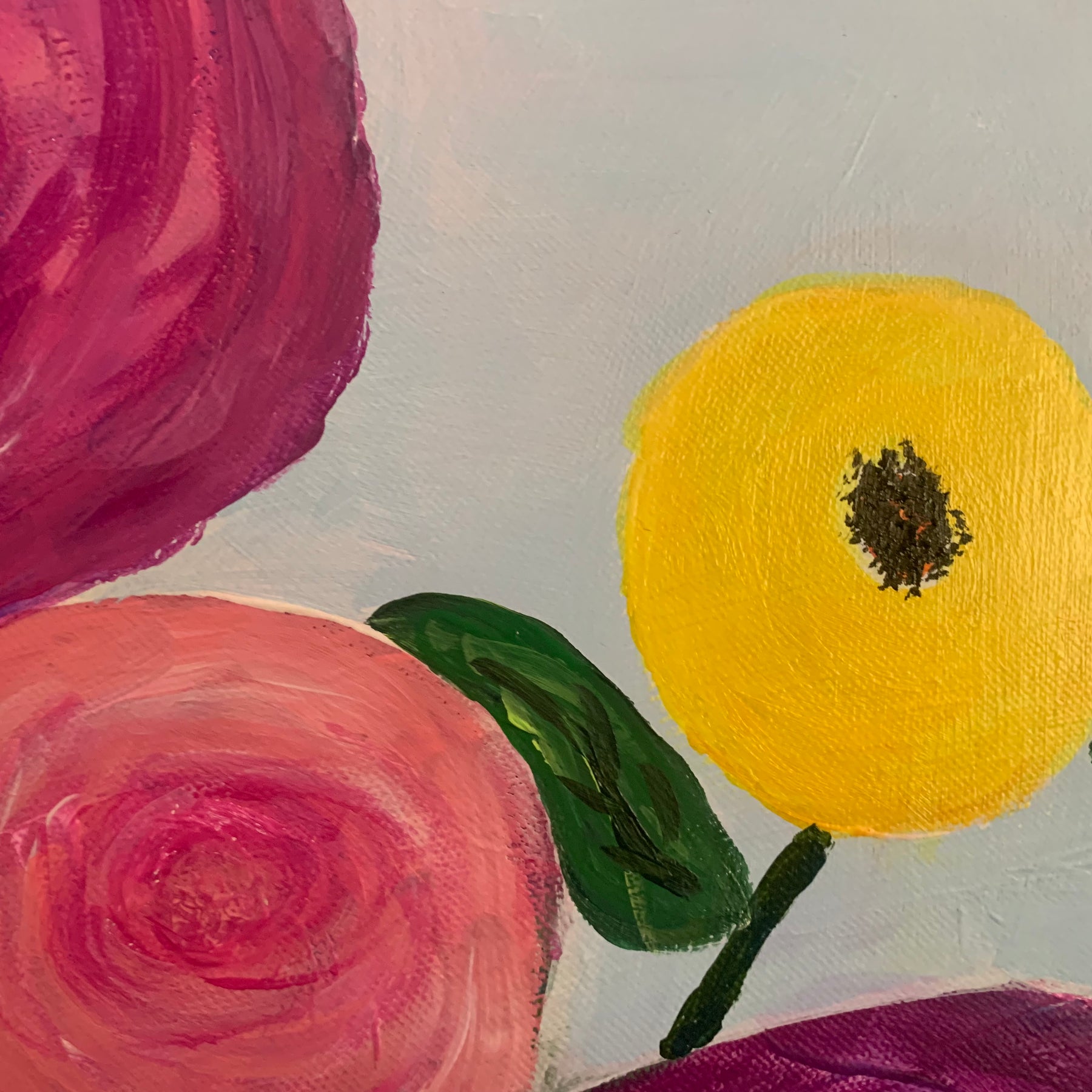 Wall Art, Joyful Blooms, Abstract Flowers, Acrylic Canvas