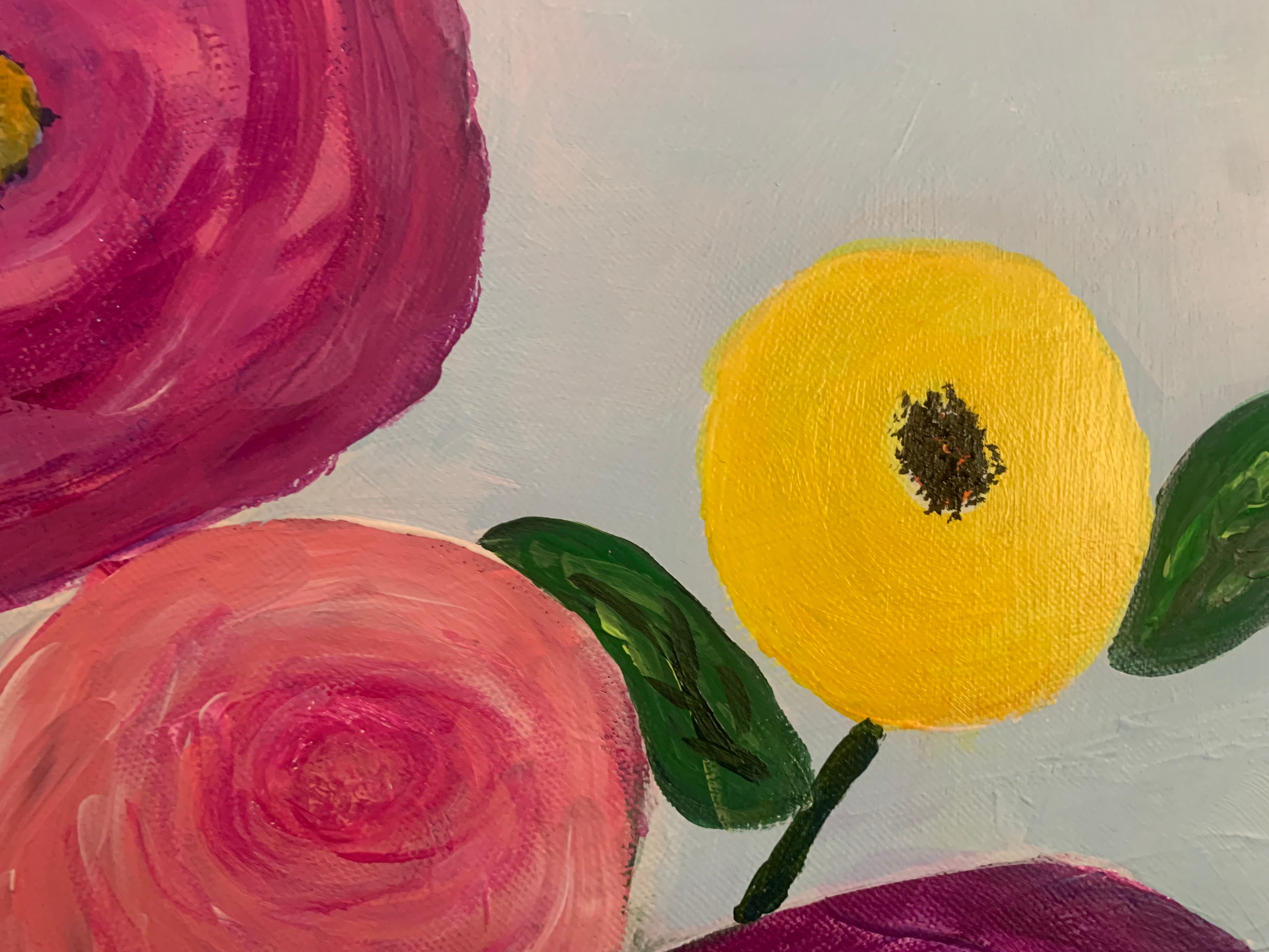 Wall Art, Joyful Blooms, Abstract Flowers, Acrylic Canvas