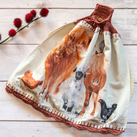 Country Life - Hanging Tea Towels / Hand Towels - Double Thickness