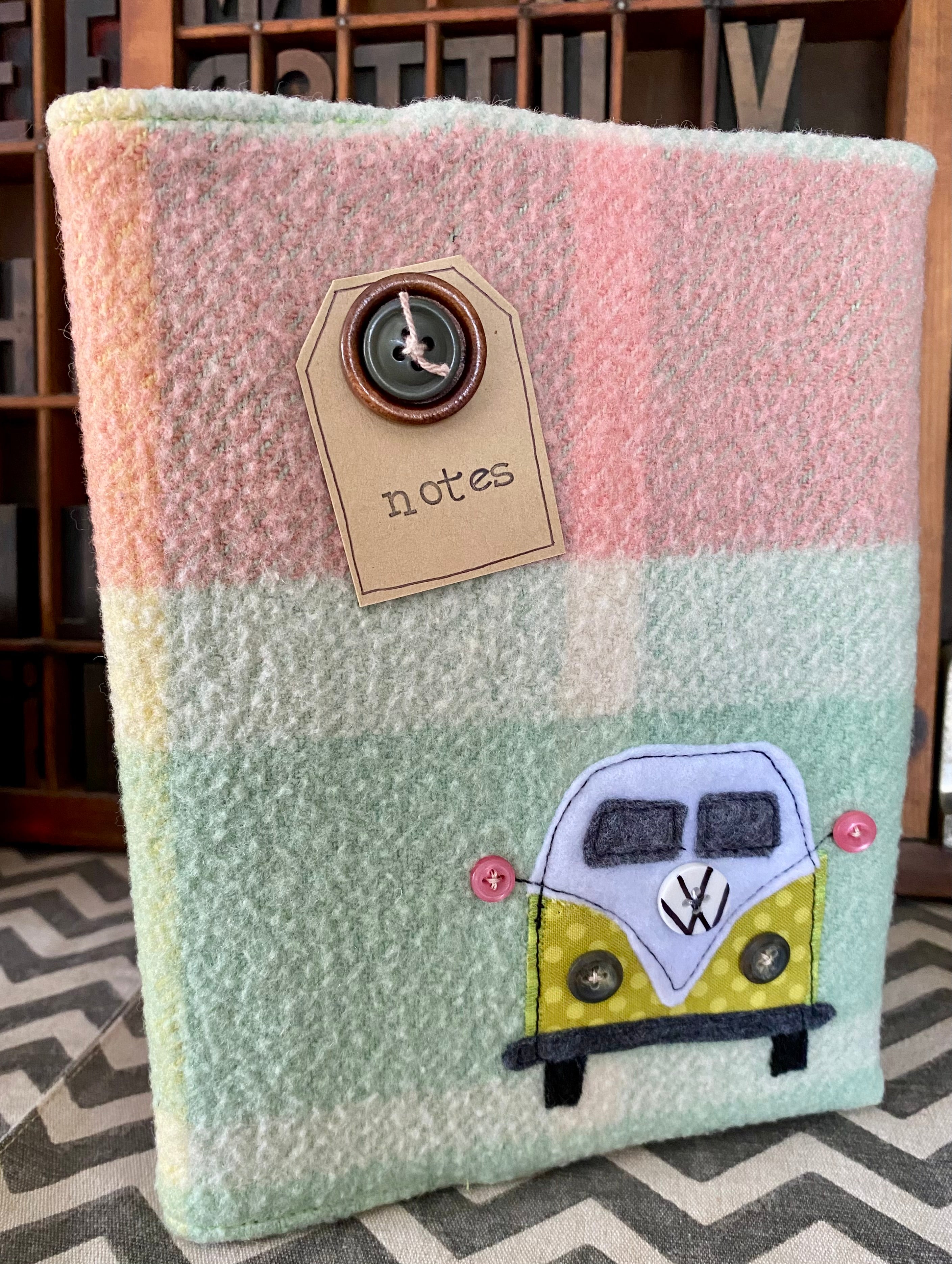 A5 Upcycled Notebook Kombi - Pink/green