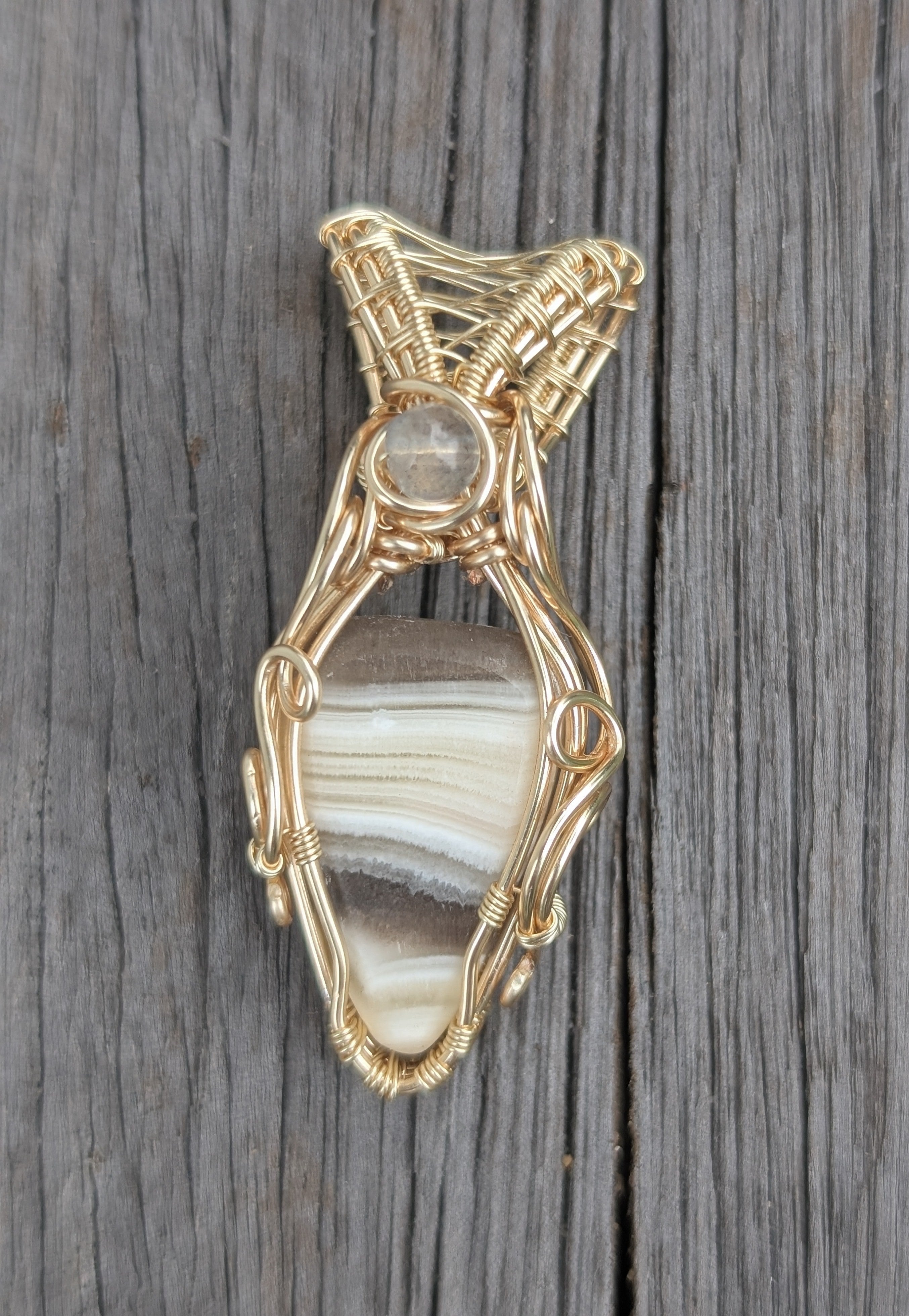 The Page - Zebra Calcite in Gold Coloured Copper