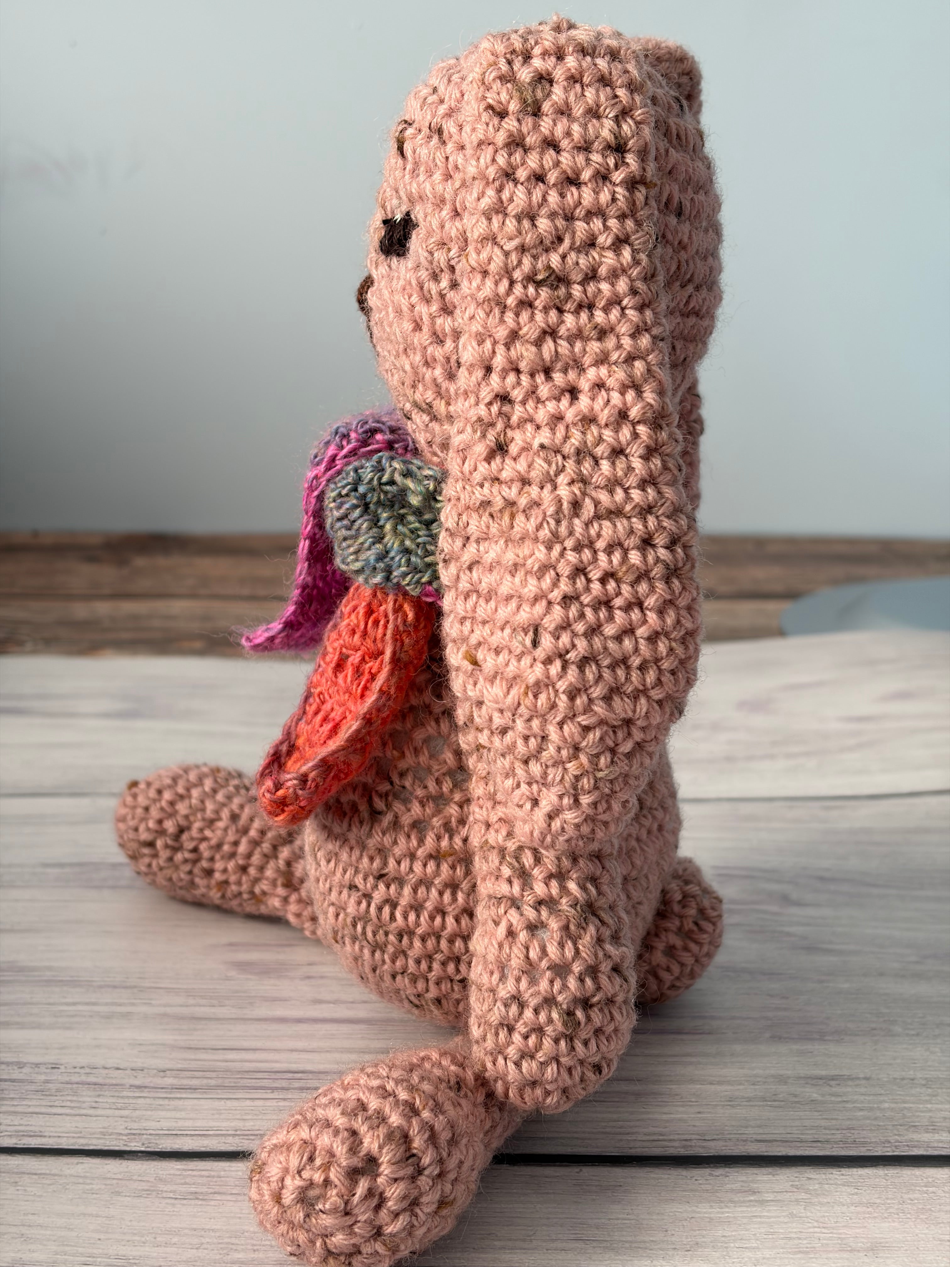 Crochet Pink Rabbit with scarf