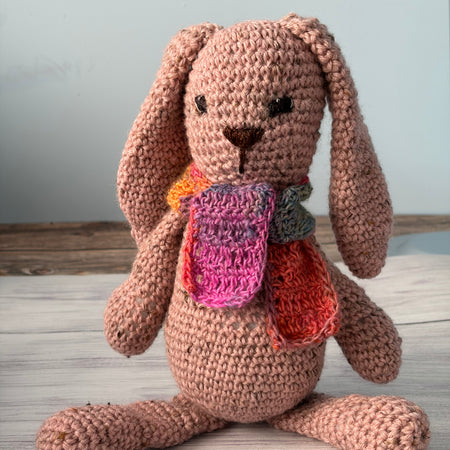Crochet Pink Rabbit with scarf
