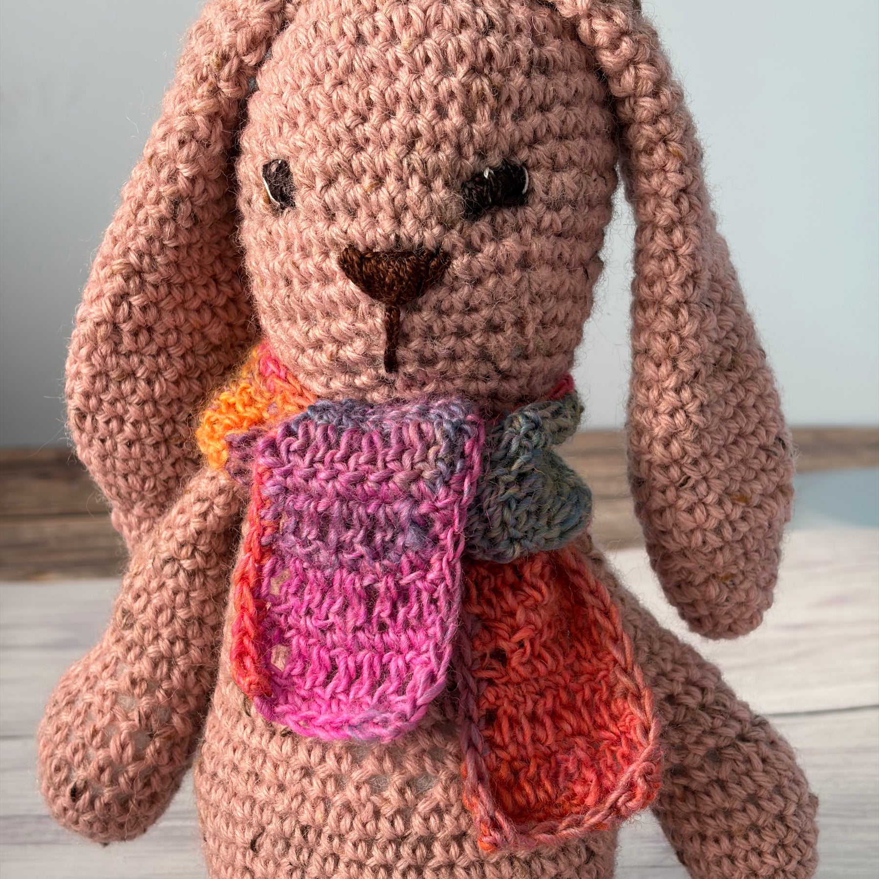 Crochet Pink Rabbit with scarf