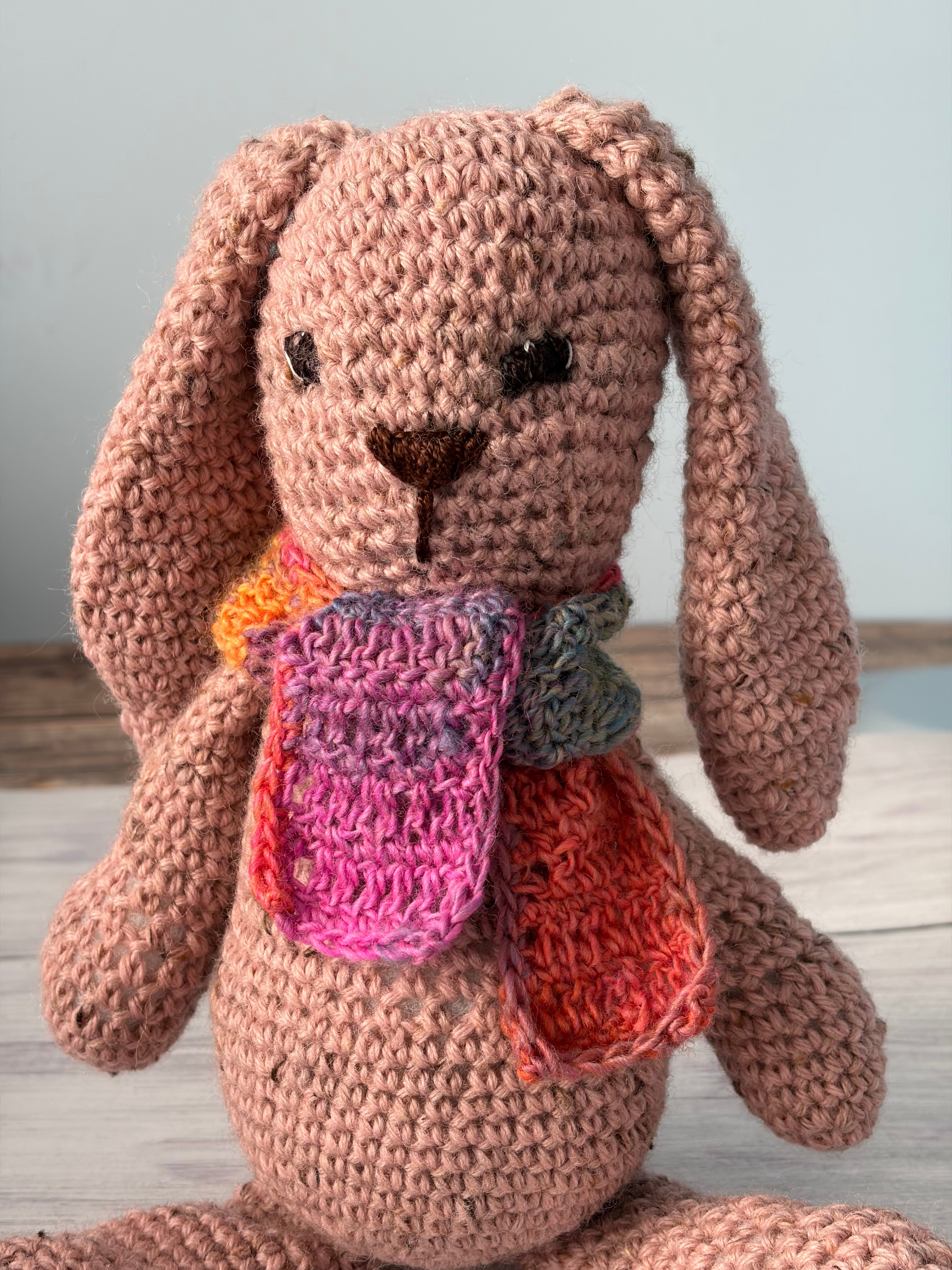 Crochet Pink Rabbit with scarf