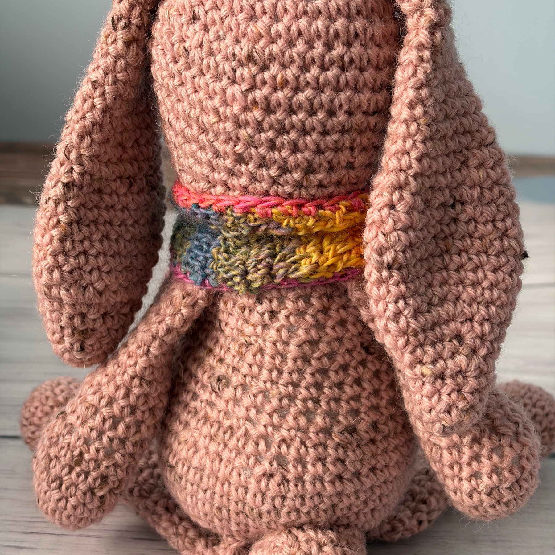 Crochet Pink Rabbit with scarf
