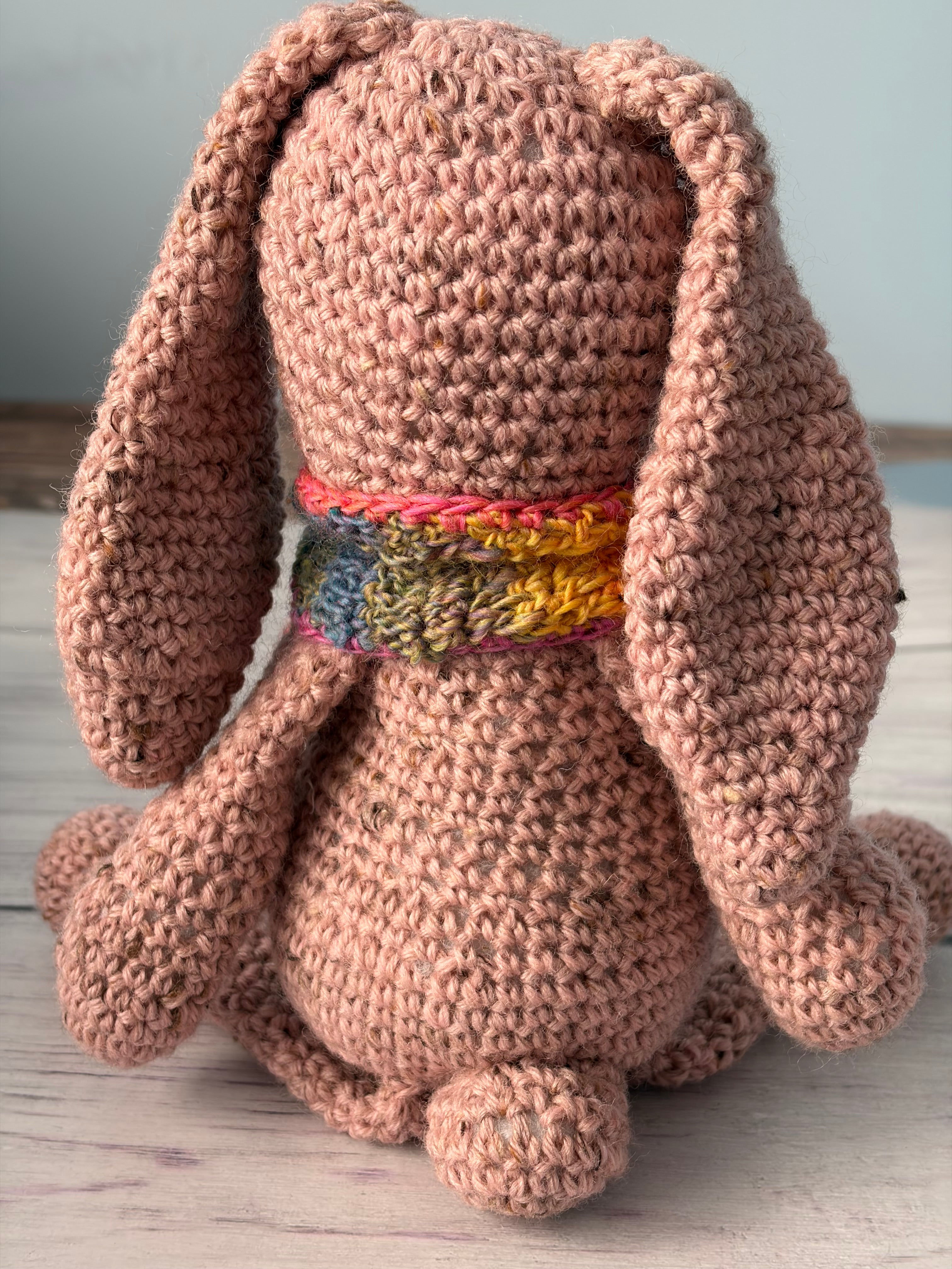 Crochet Pink Rabbit with scarf