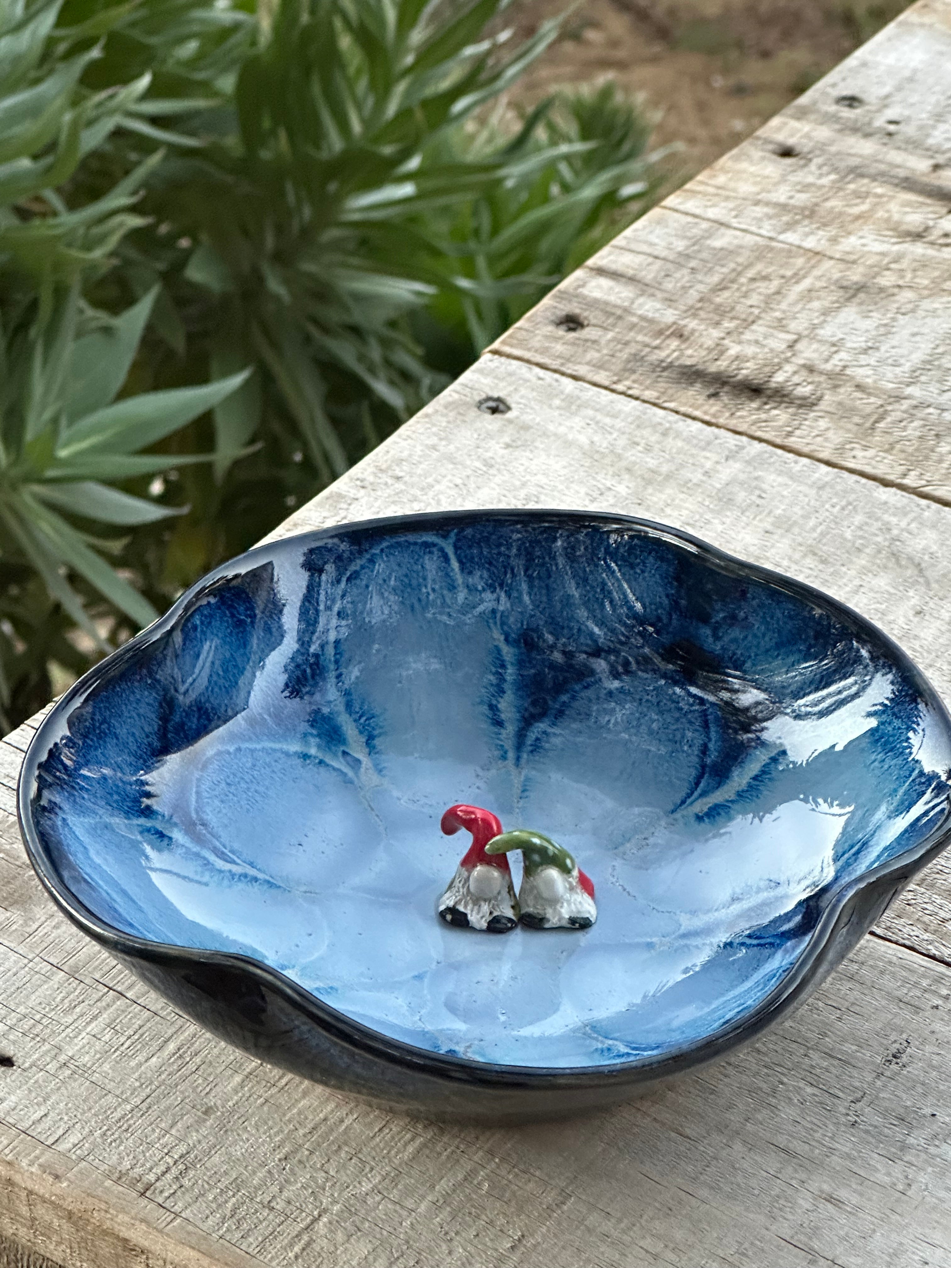 Tiny Ceramic Gonks | Gnome Pair & Shelf Guardians