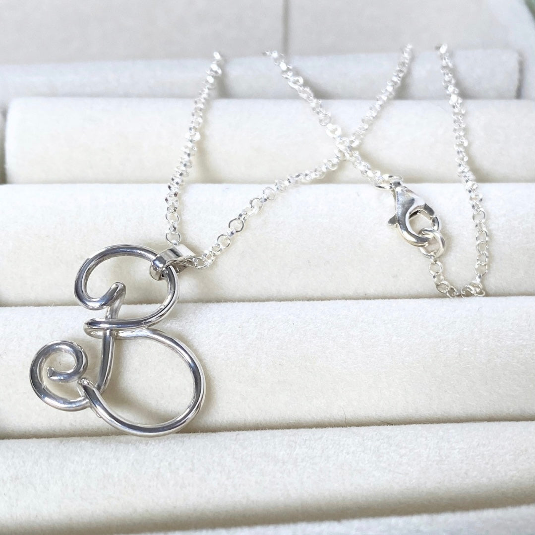 NEW Initial Letter Pendant | Sterling silver wire | Belcher chain necklace | Personal Custom Jewellery