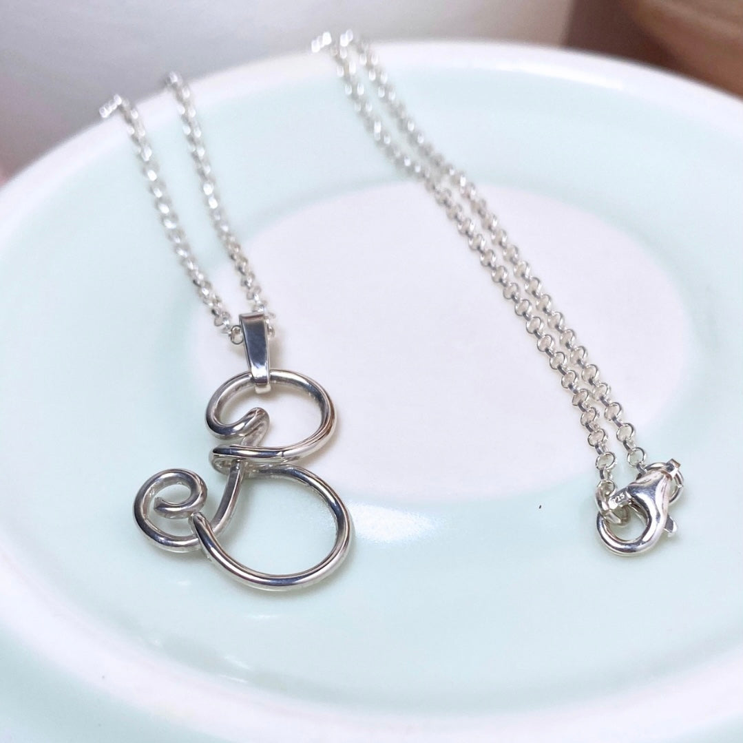 NEW Initial Letter Pendant | Sterling silver wire | Belcher chain necklace | Personal Custom Jewellery