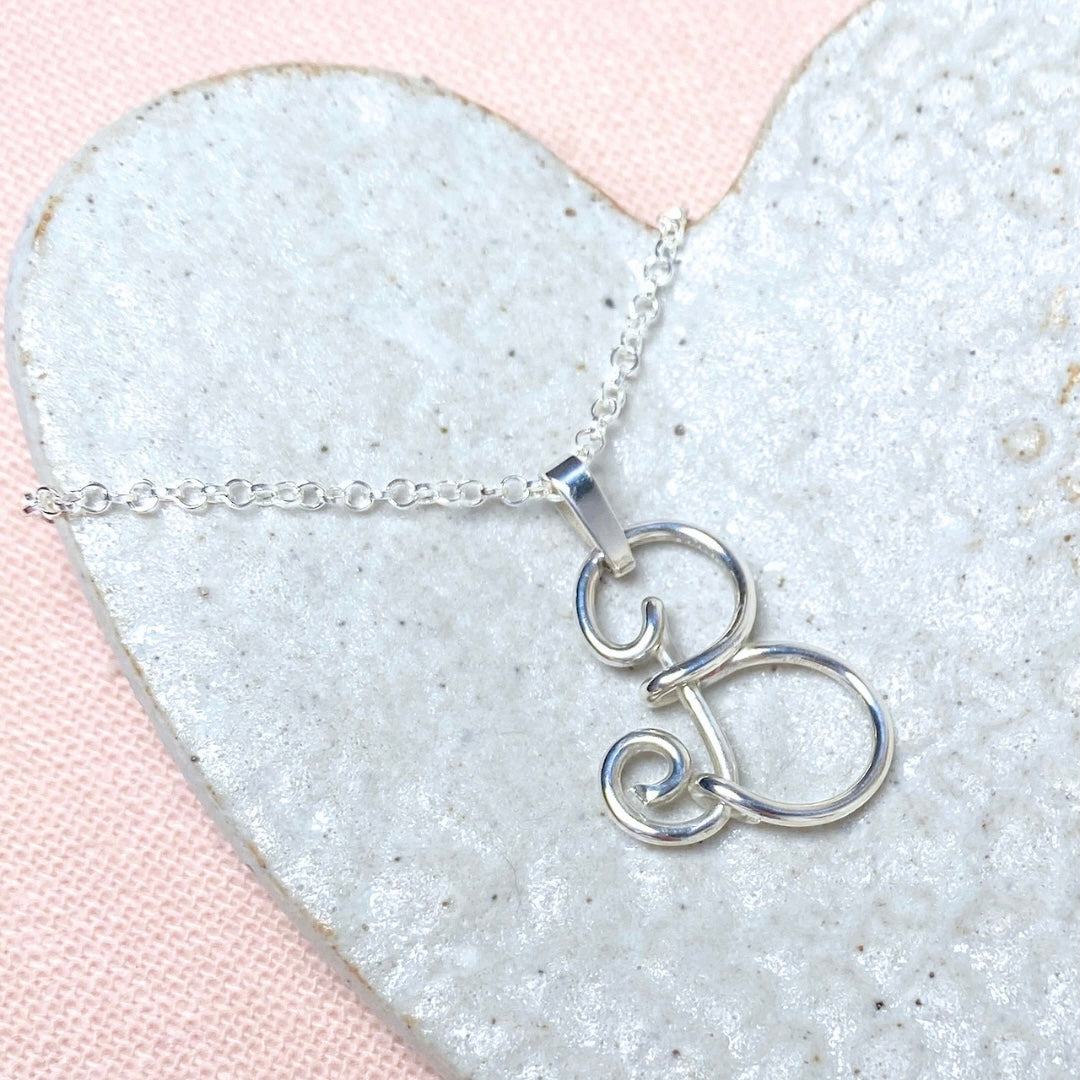 NEW Initial Letter Pendant | Sterling silver wire | Belcher chain necklace | Personal Custom Jewellery