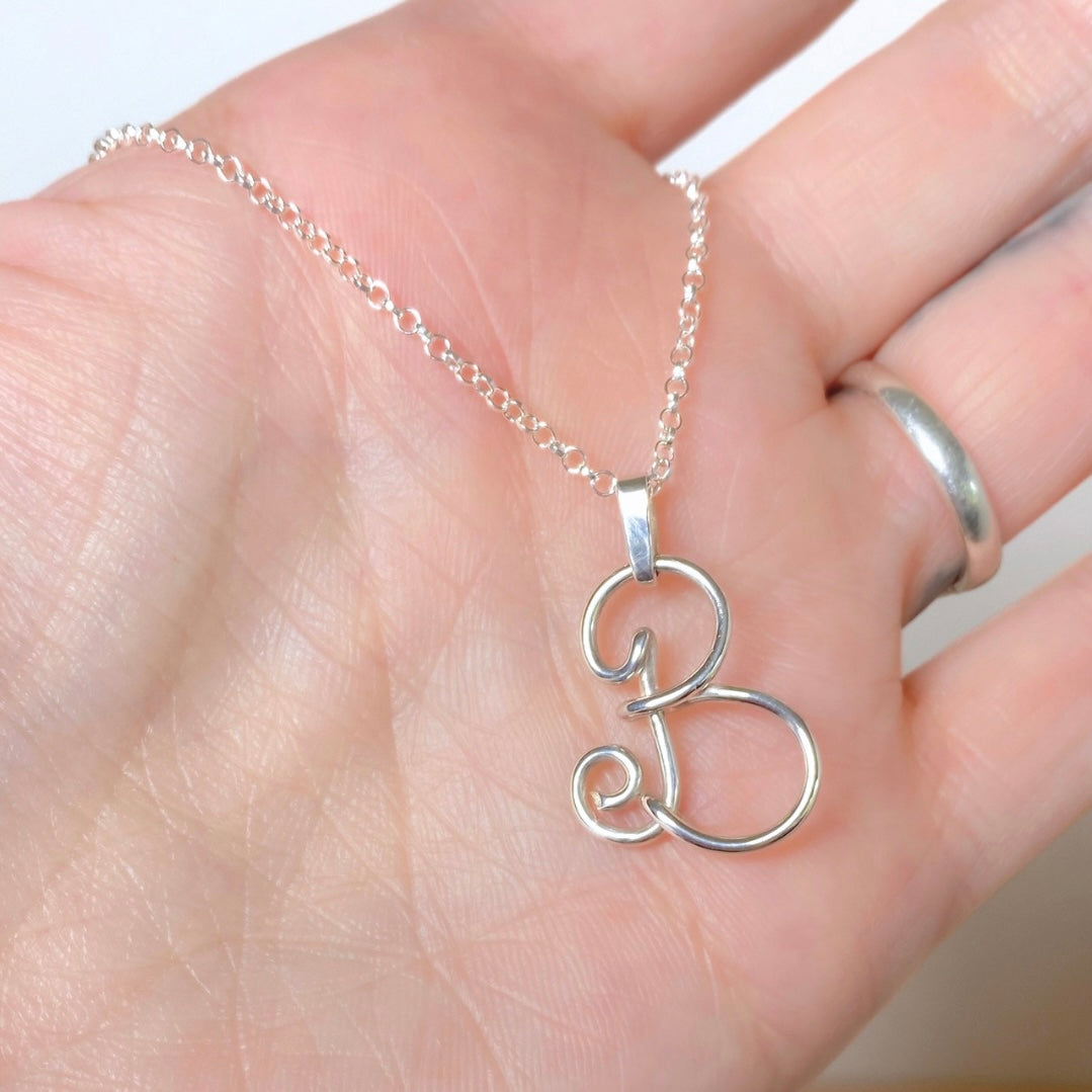 NEW Initial Letter Pendant | Sterling silver wire | Belcher chain necklace | Personal Custom Jewellery