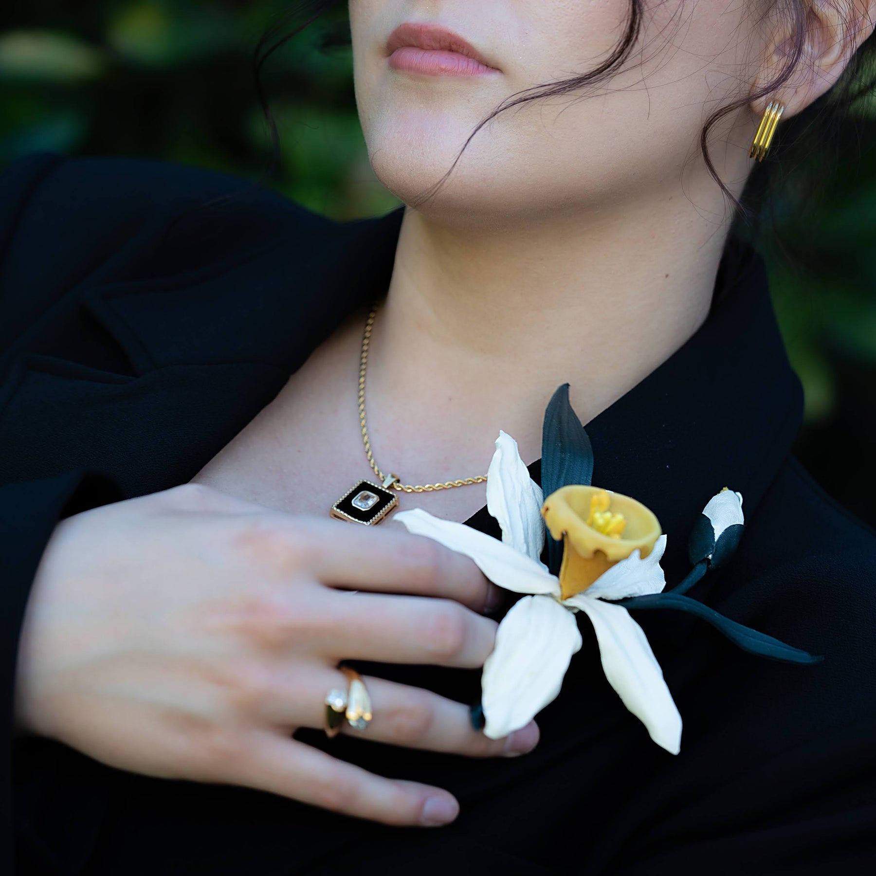 Leather Daffodil Brooch "Morning Glow" , Flower Brooch