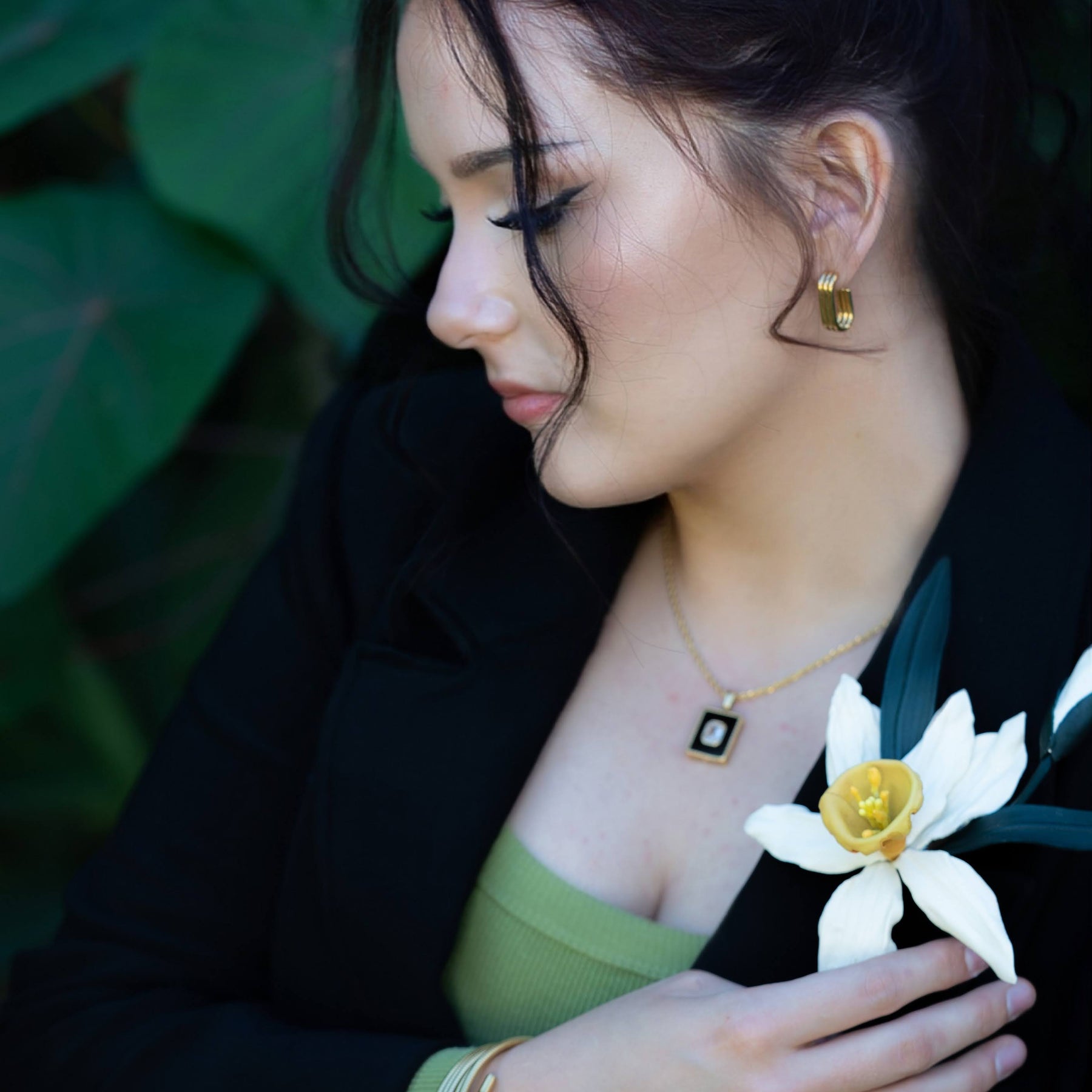 Leather Daffodil Brooch "Morning Glow" , Flower Brooch