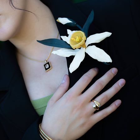 Leather Daffodil Brooch 