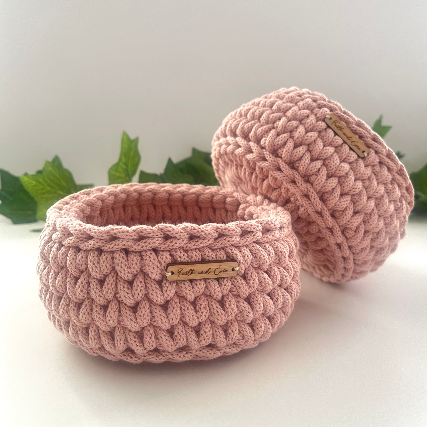 Small Crochet Basket -  Pastel Pink