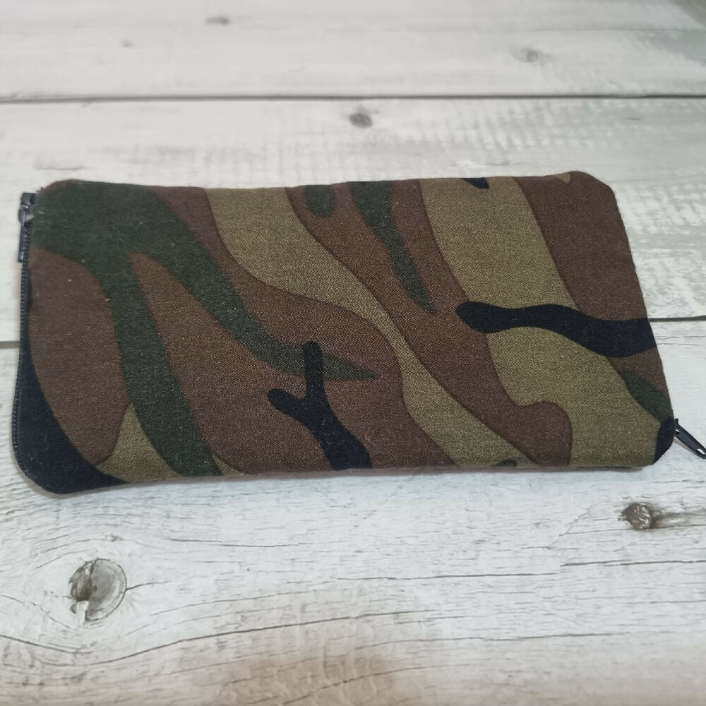 Upcycled double glasses case - camouflage