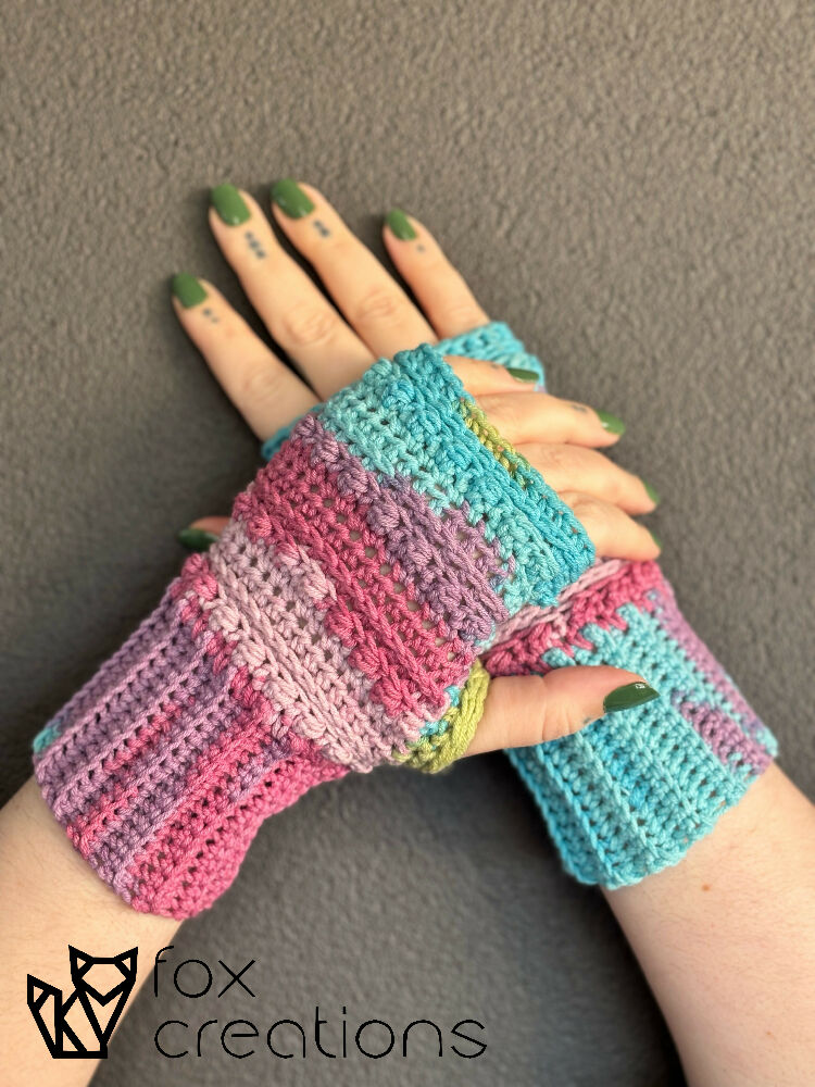 Spring Berry Fingerless Gloves Crochet Pattern