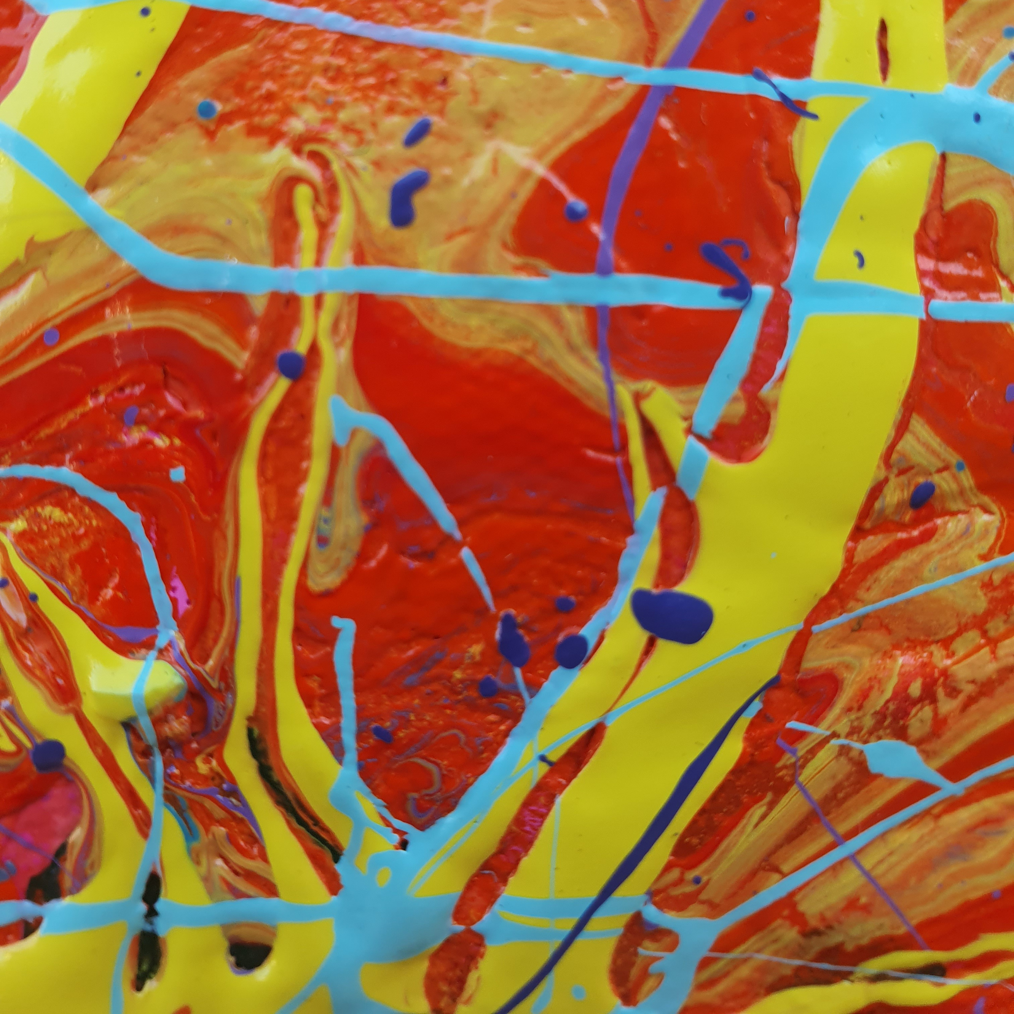Solar Flare. Original Abstract, Hexagon Acrylic Canvas Painting.