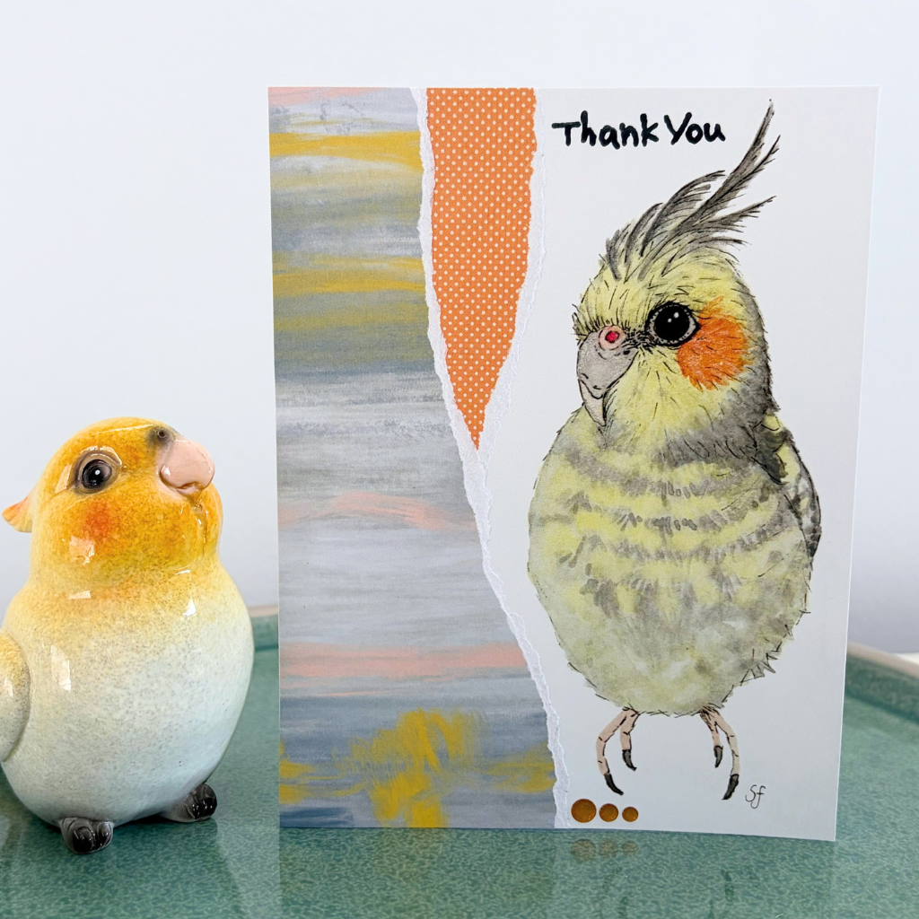 Cute cockatiel "Thank you" card