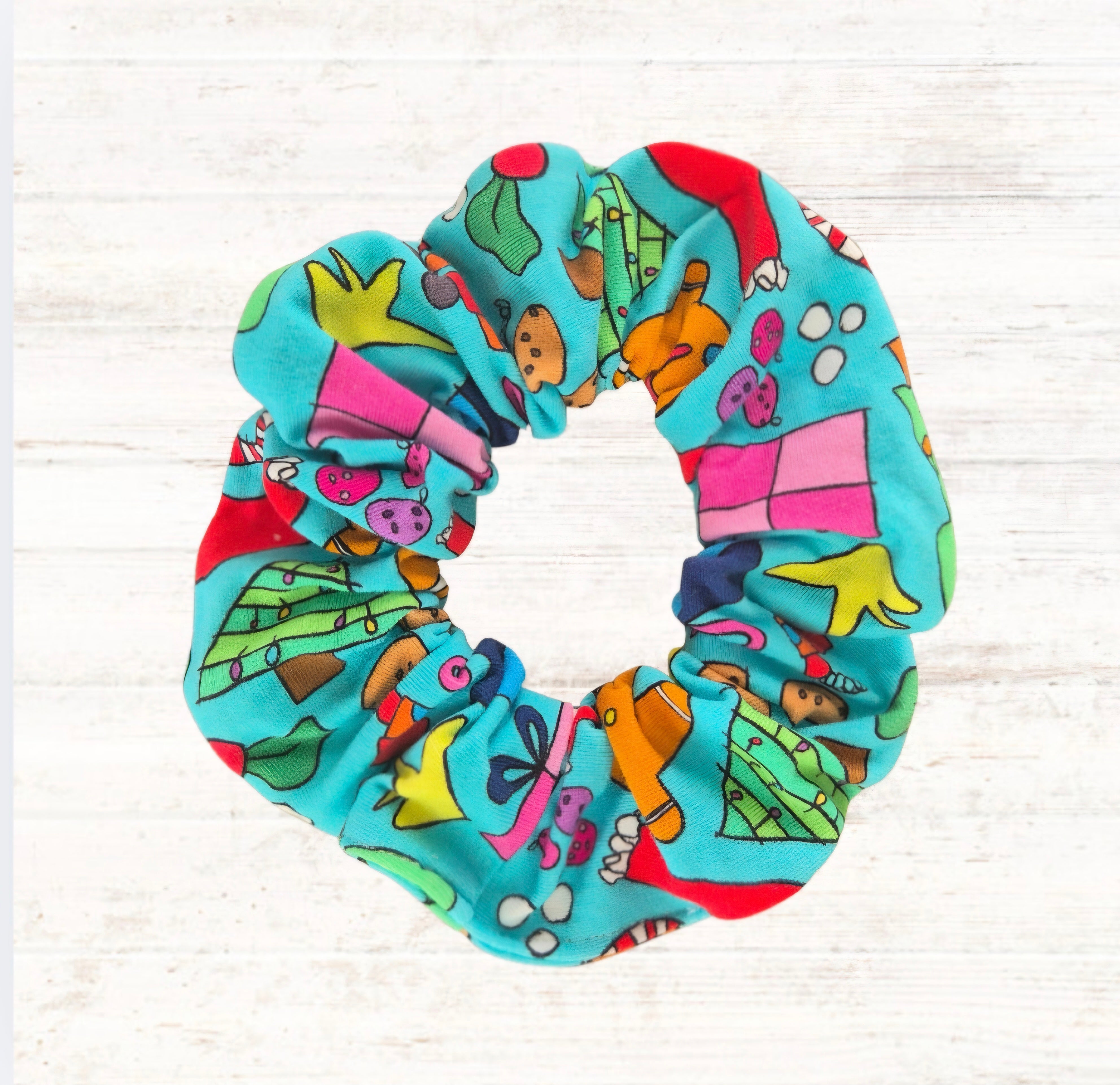 Blue Christmas Scrunchie