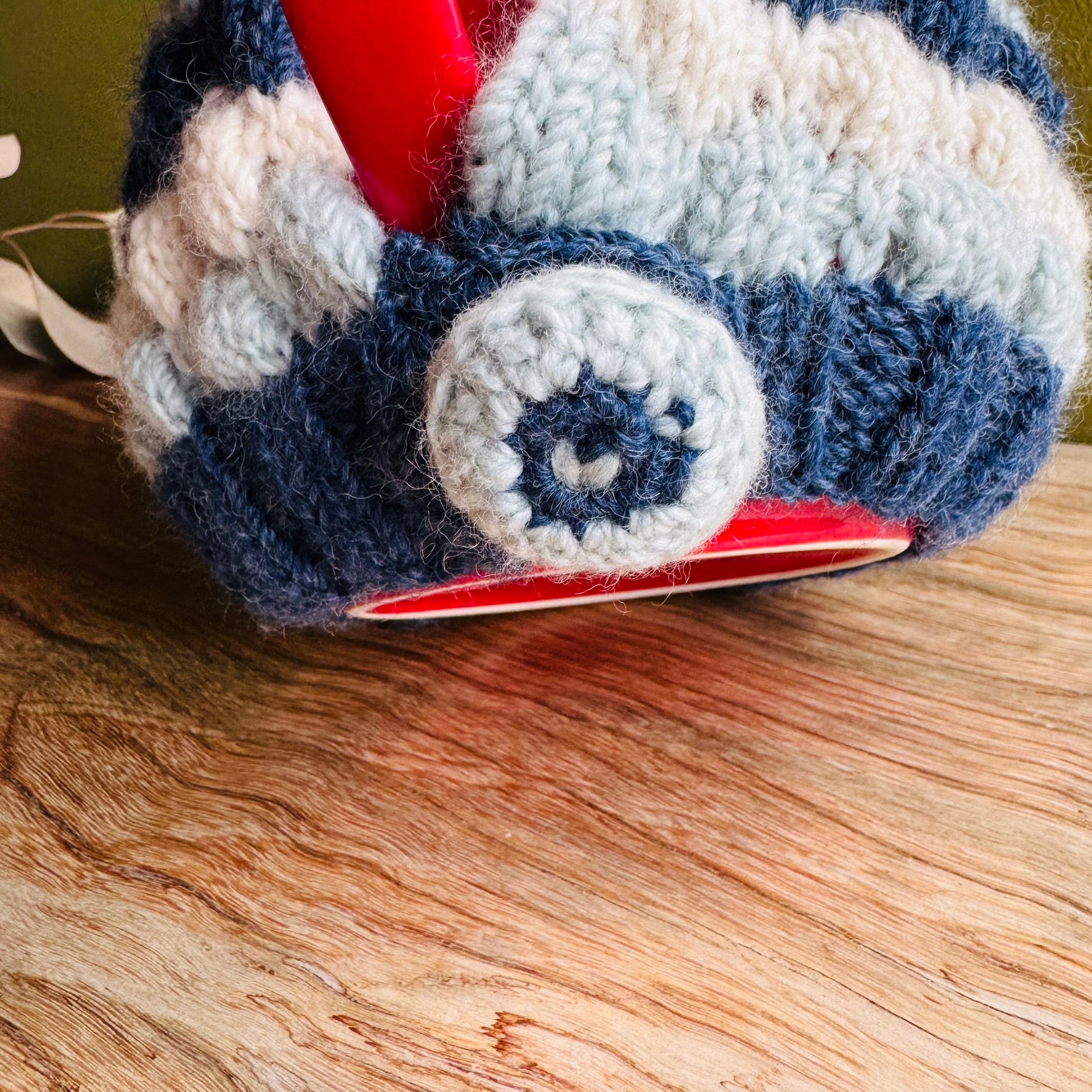 Teapot Cosy -Blues/white - Alpaca/Merino -  4-6 cup