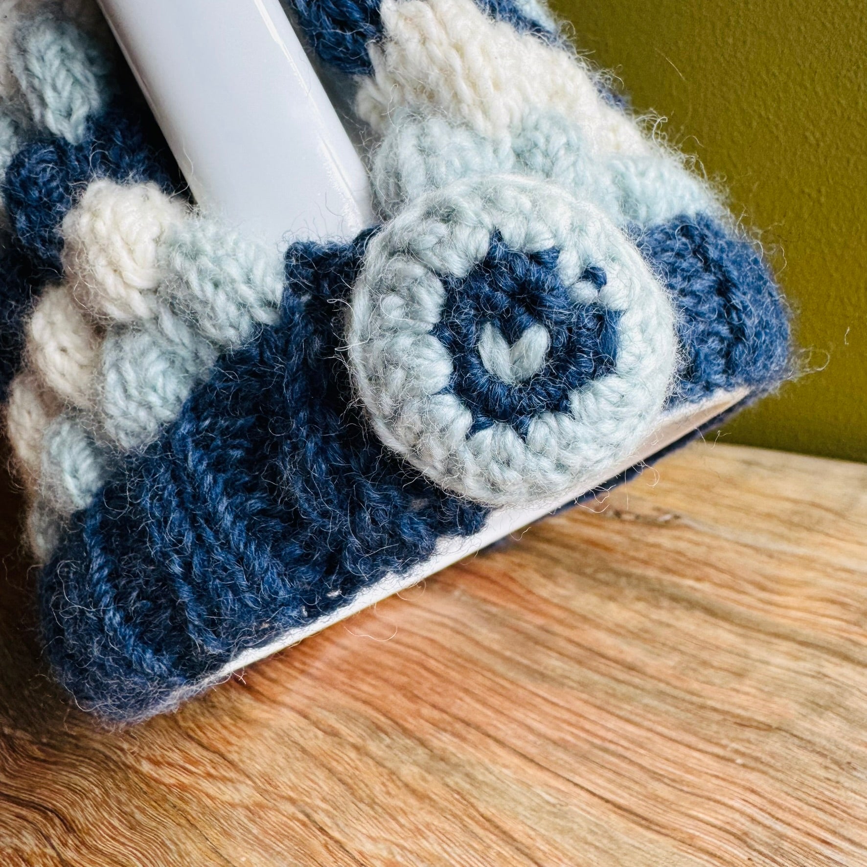 Teapot Cosy -Blues/white - Alpaca/Merino -  4-6 cup