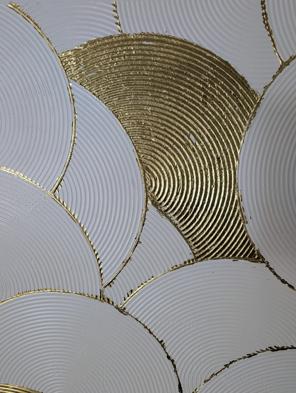 Lumière: Handmade Textured White and Gold Wall Art Original Canvas Painting 76cm x 76cm
