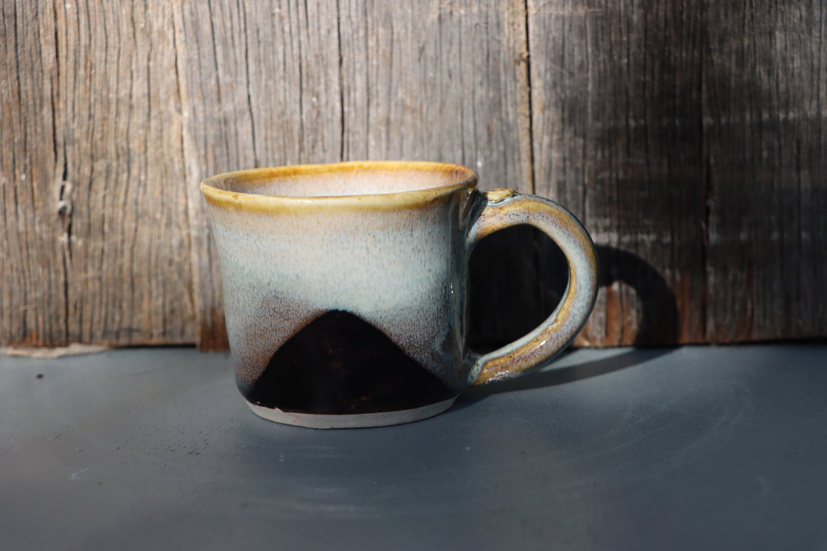 Hand Thrown Stoneware Espresso Mugs: brown and white hand made