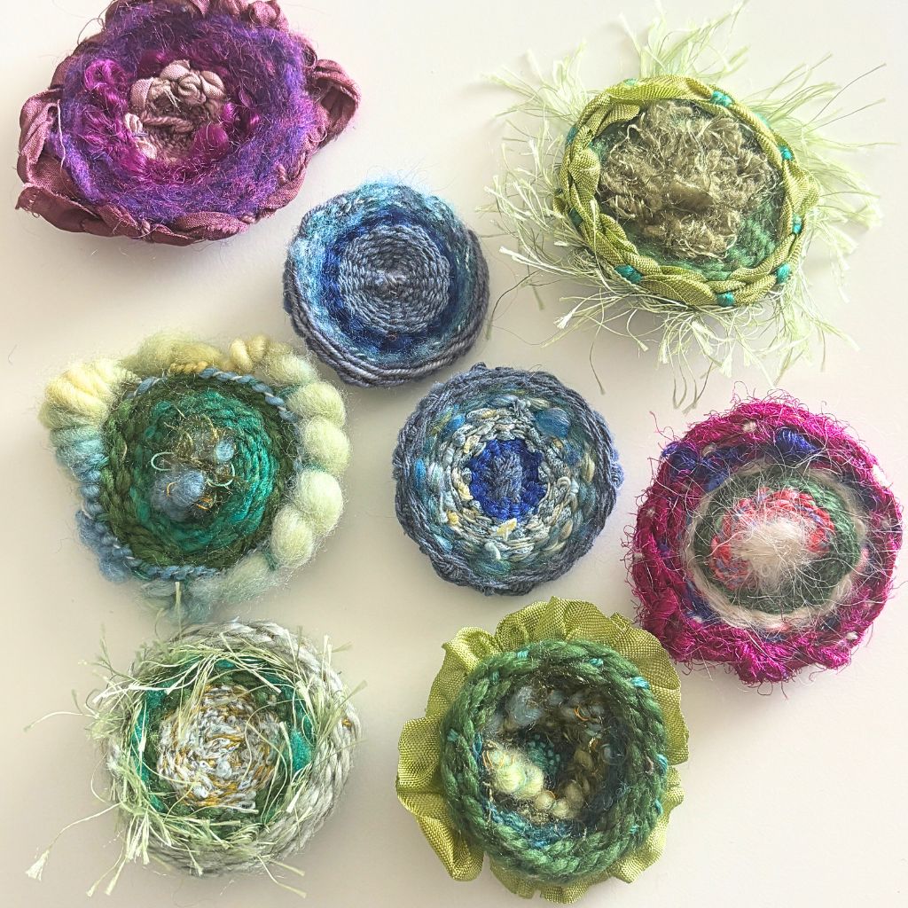 Handwoven Blue Brooch