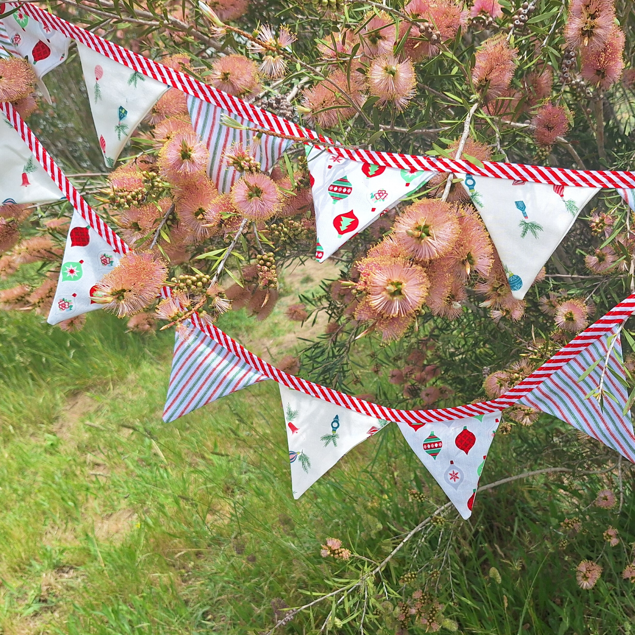 Handmade Christmas Bunting: Candy Stripe