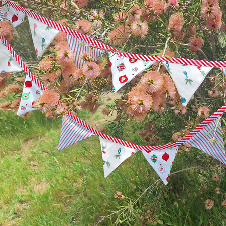 Handmade Christmas Bunting: Candy Stripe