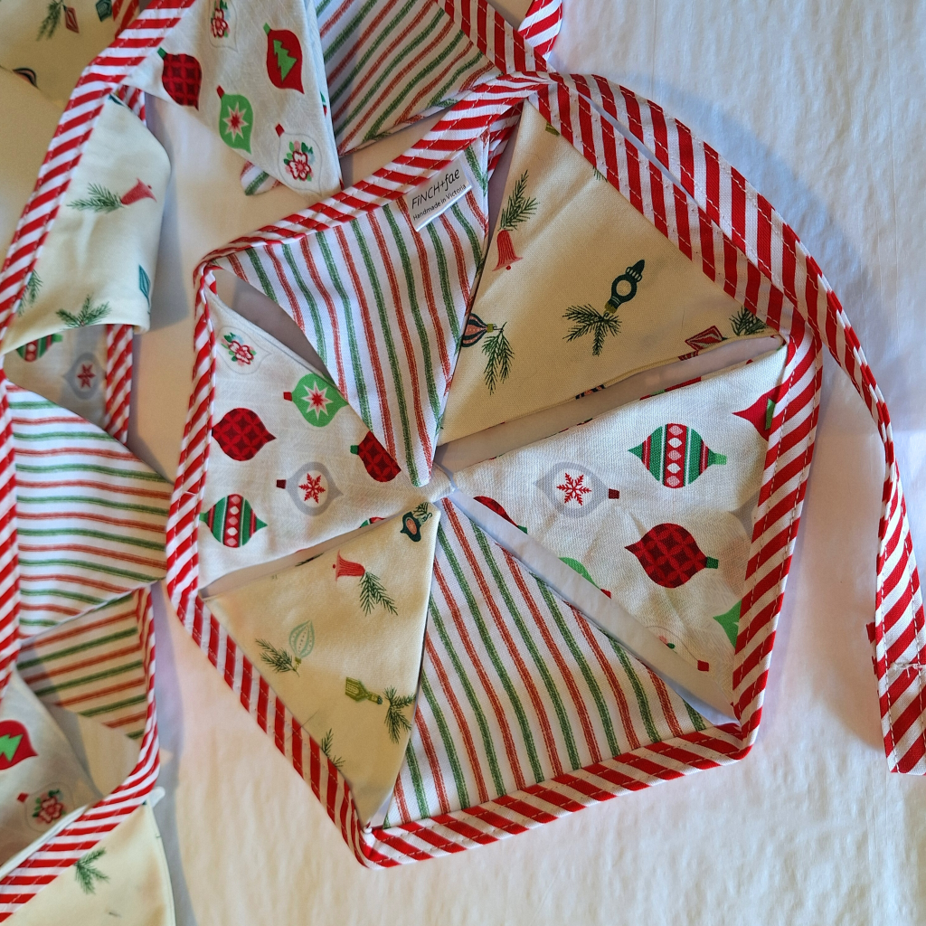 Handmade Christmas Bunting: Candy Stripe