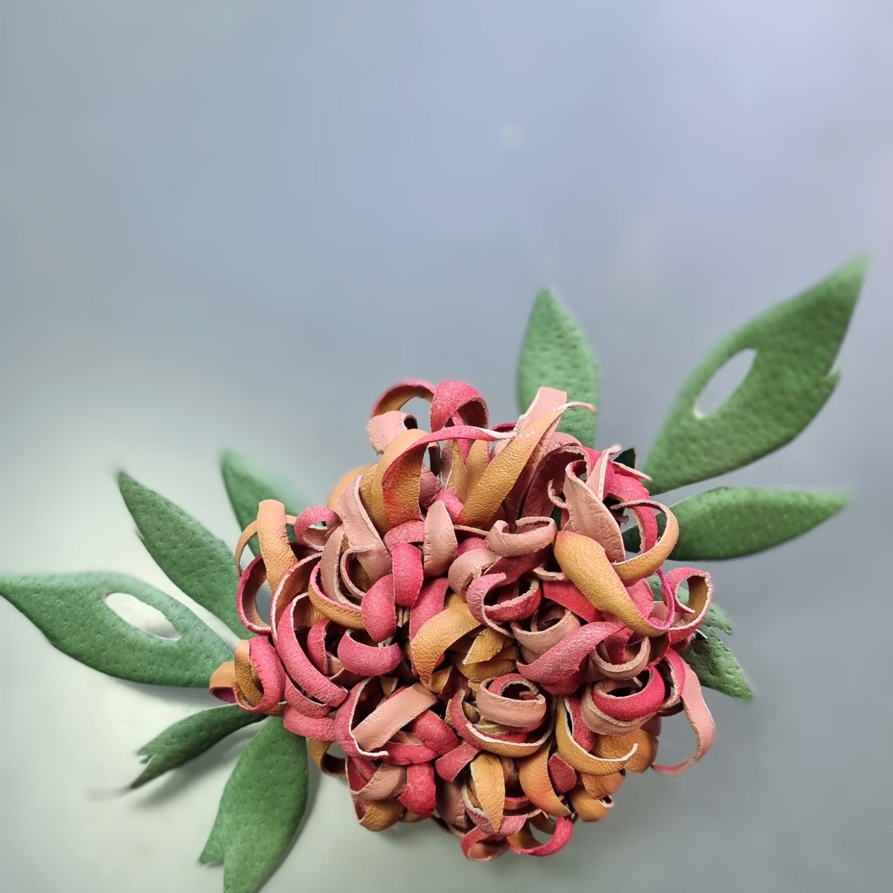 Leather Chrysanthemum “Wild Petals”, Flower Brooch,  Corsage Flower