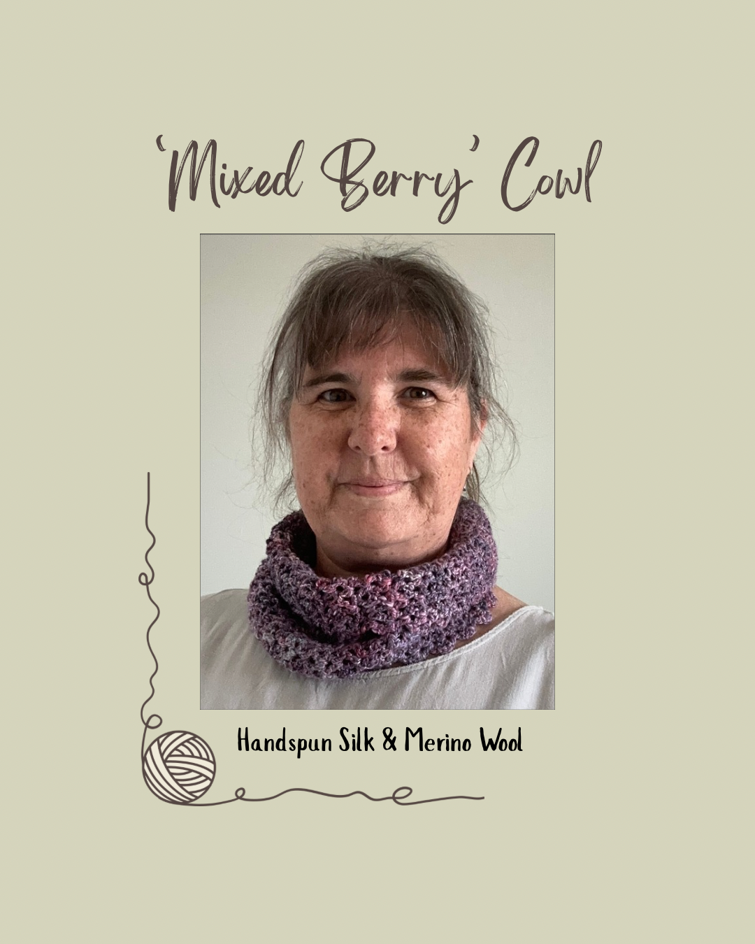 Handspun 'Mixed Berry' Merino & Silk  Crocheted Cowl