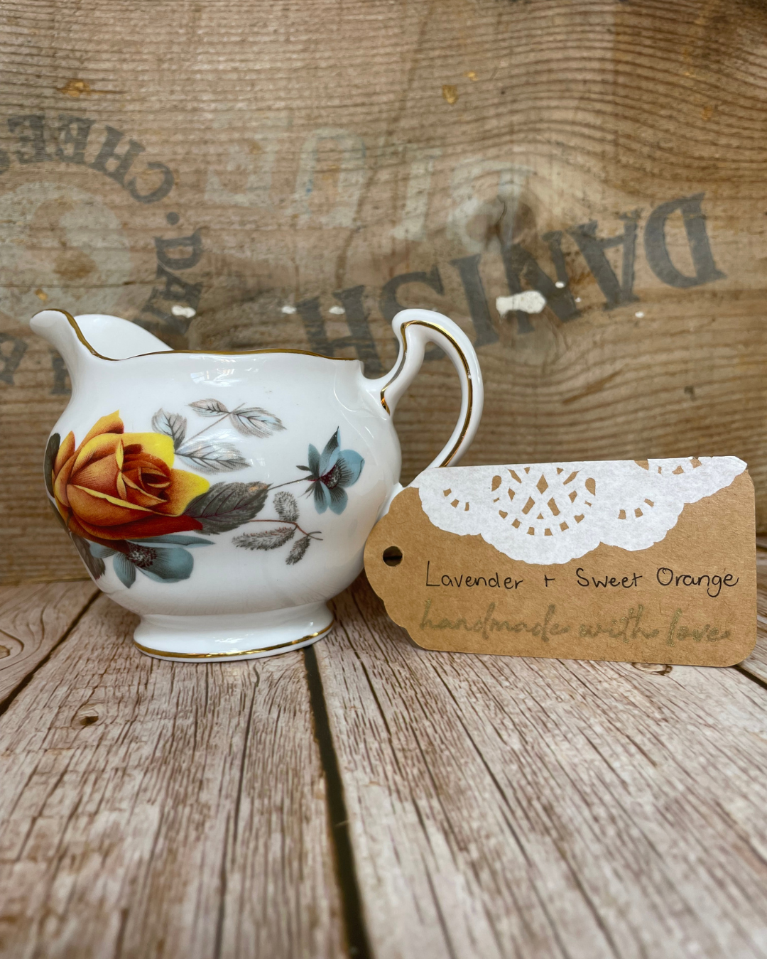 Lavender + Sweet Orange I Natural Soy Candle I Vintage Rose Jug