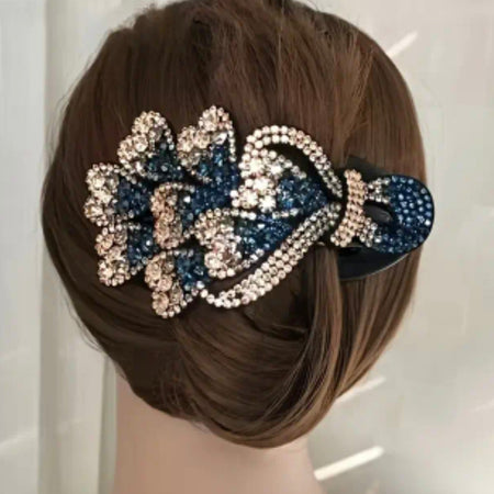 Handmade - Vintage Hair Accessory Small Hearts Rhinestone Bling Hair Clip