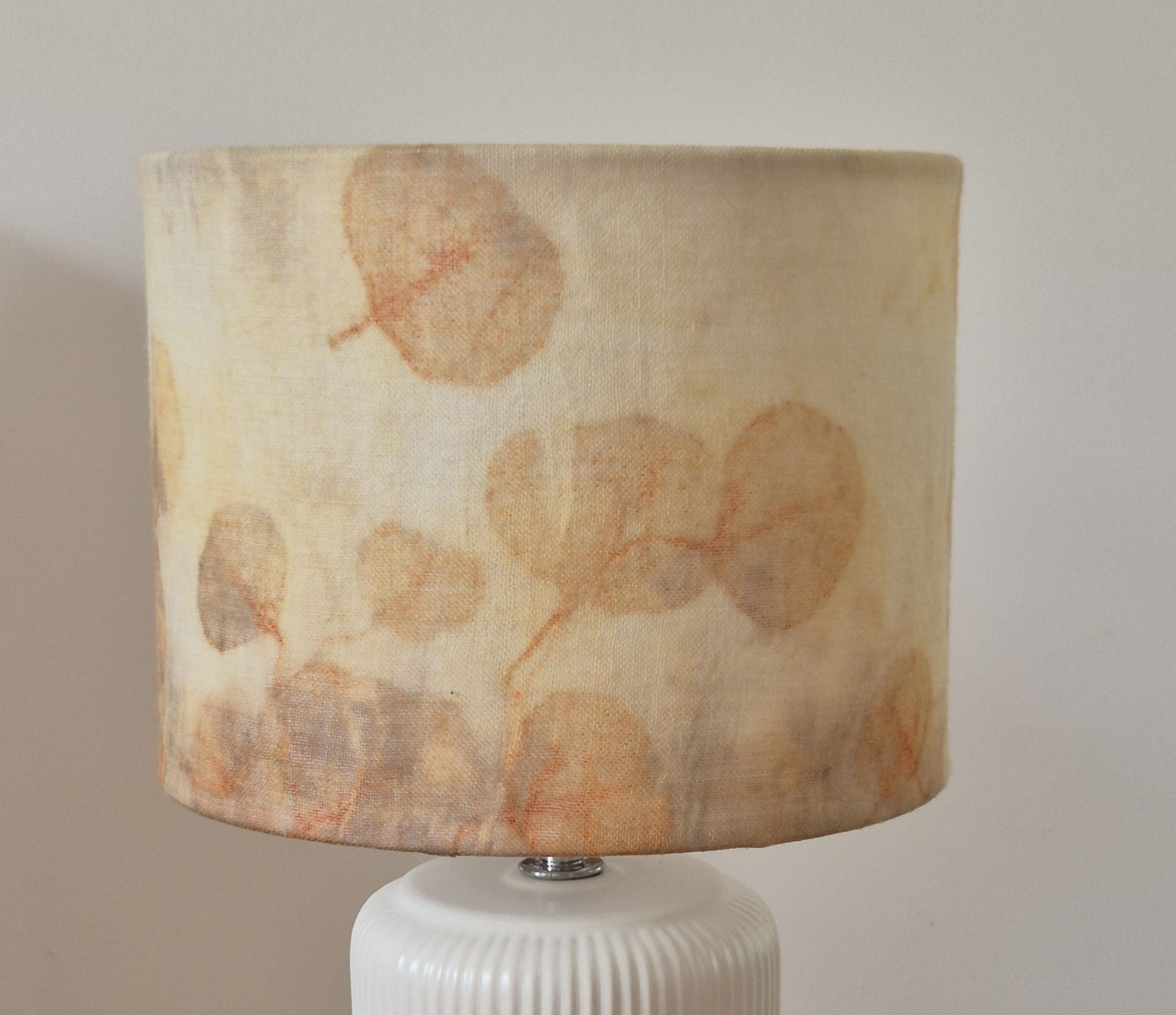 Unique lampshade ecoprinted eucalyptus on pure wool