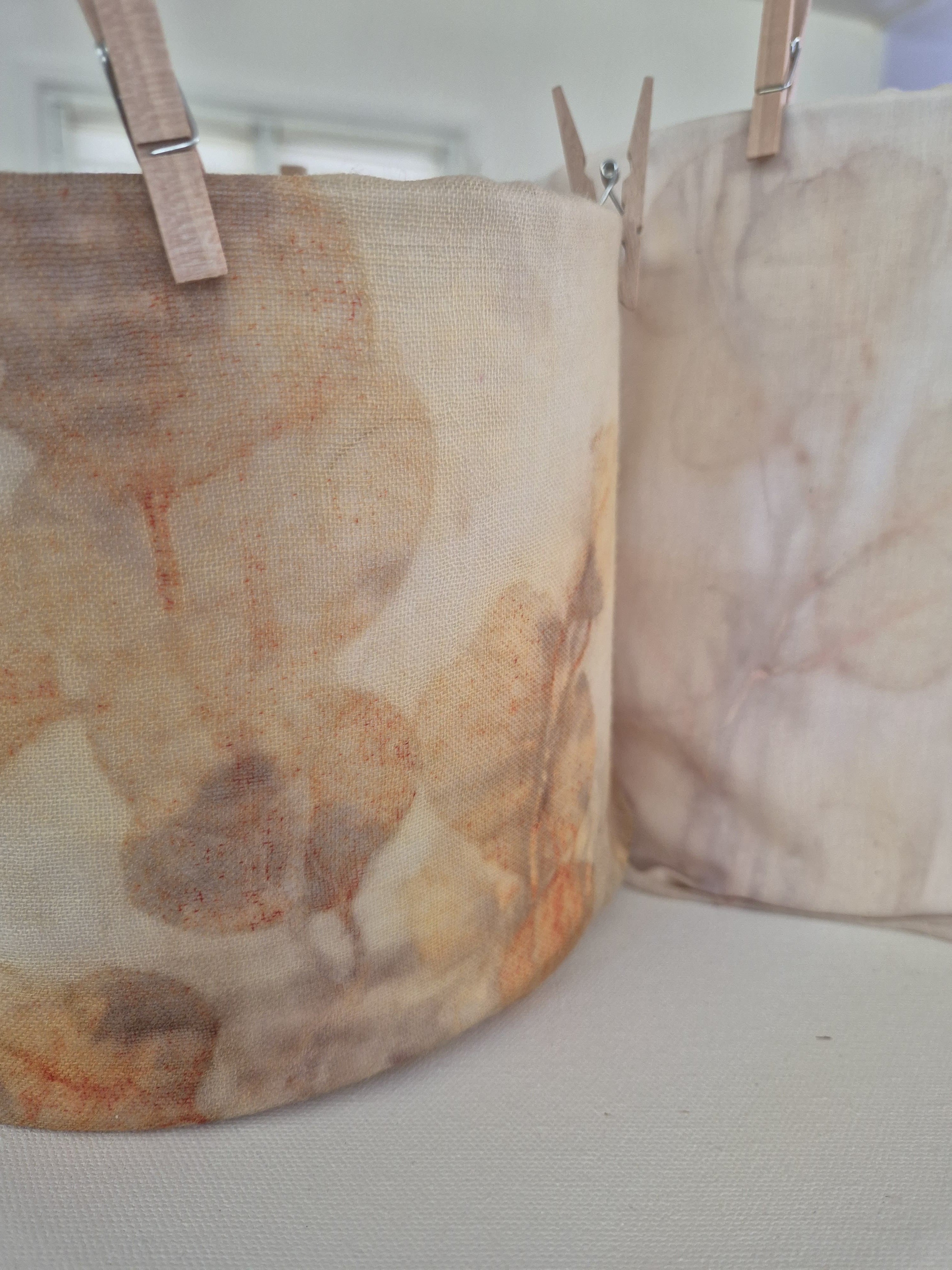 Unique lampshade ecoprinted eucalyptus on pure wool