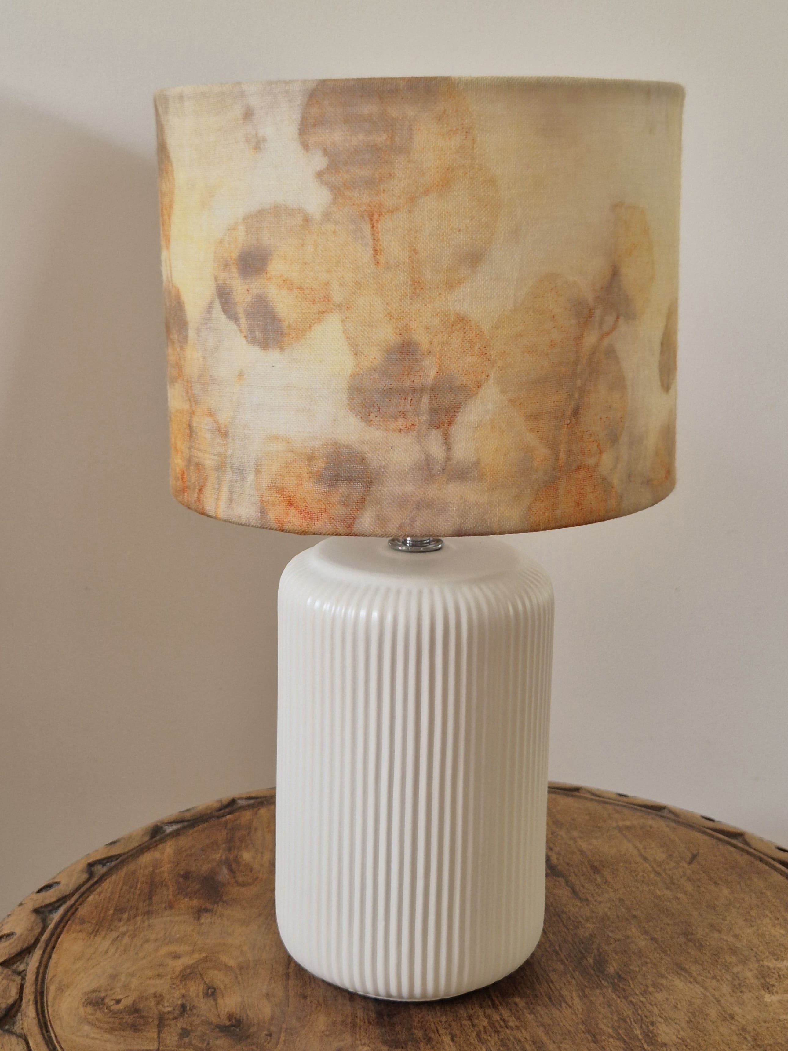 Unique lampshade ecoprinted eucalyptus on pure wool