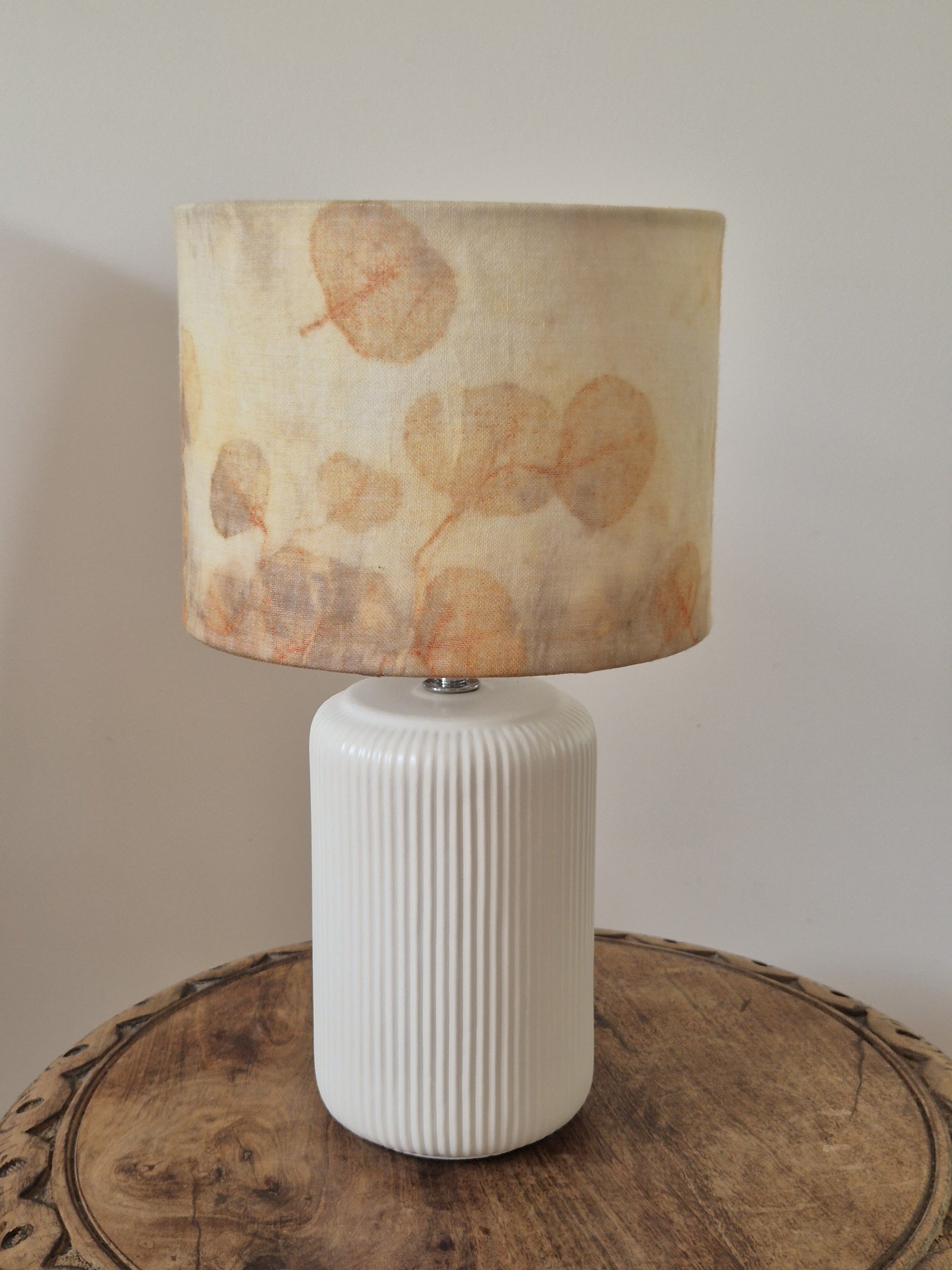 Unique lampshade ecoprinted eucalyptus on pure wool