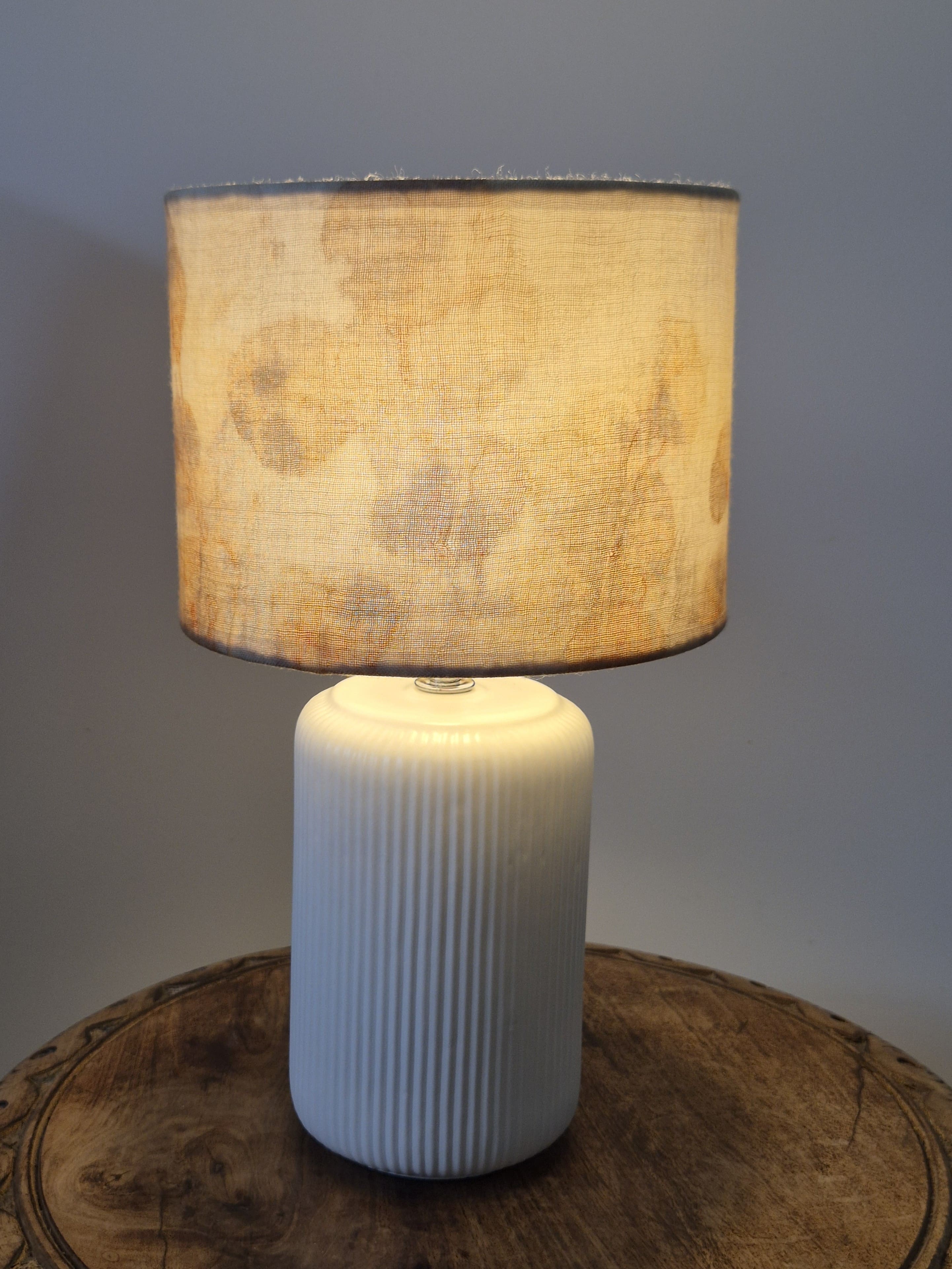 Unique lampshade ecoprinted eucalyptus on pure wool