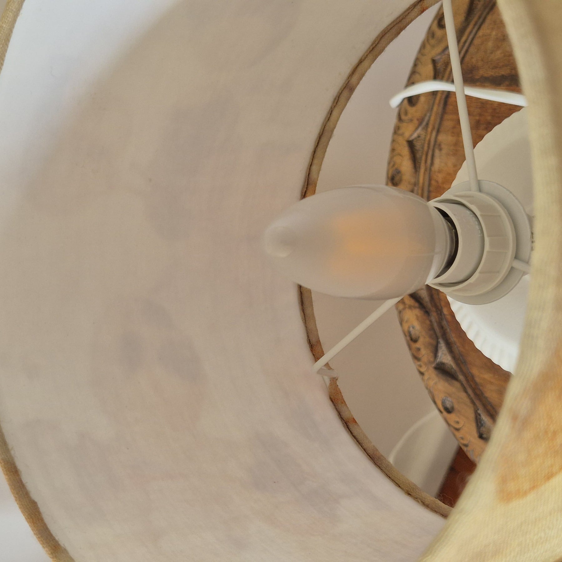 Unique lampshade ecoprinted eucalyptus on pure wool