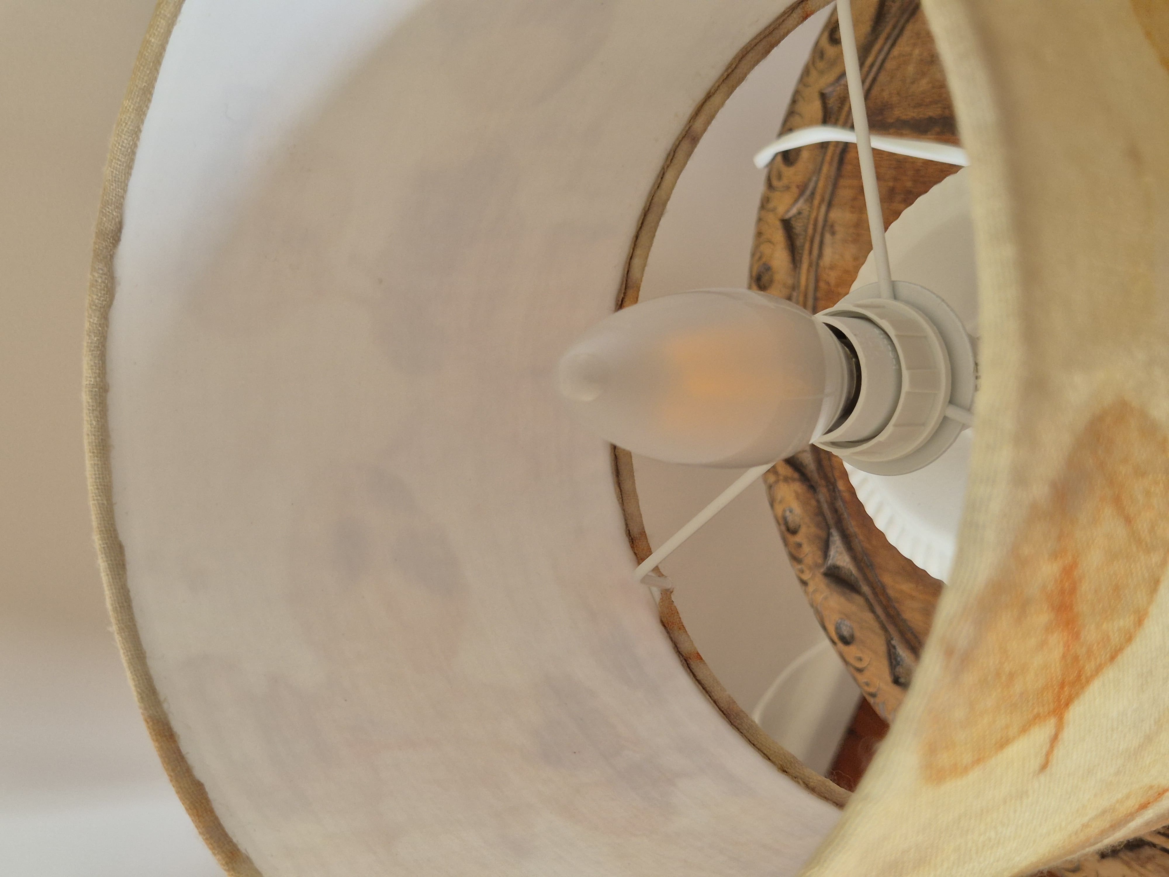 Unique lampshade ecoprinted eucalyptus on pure wool