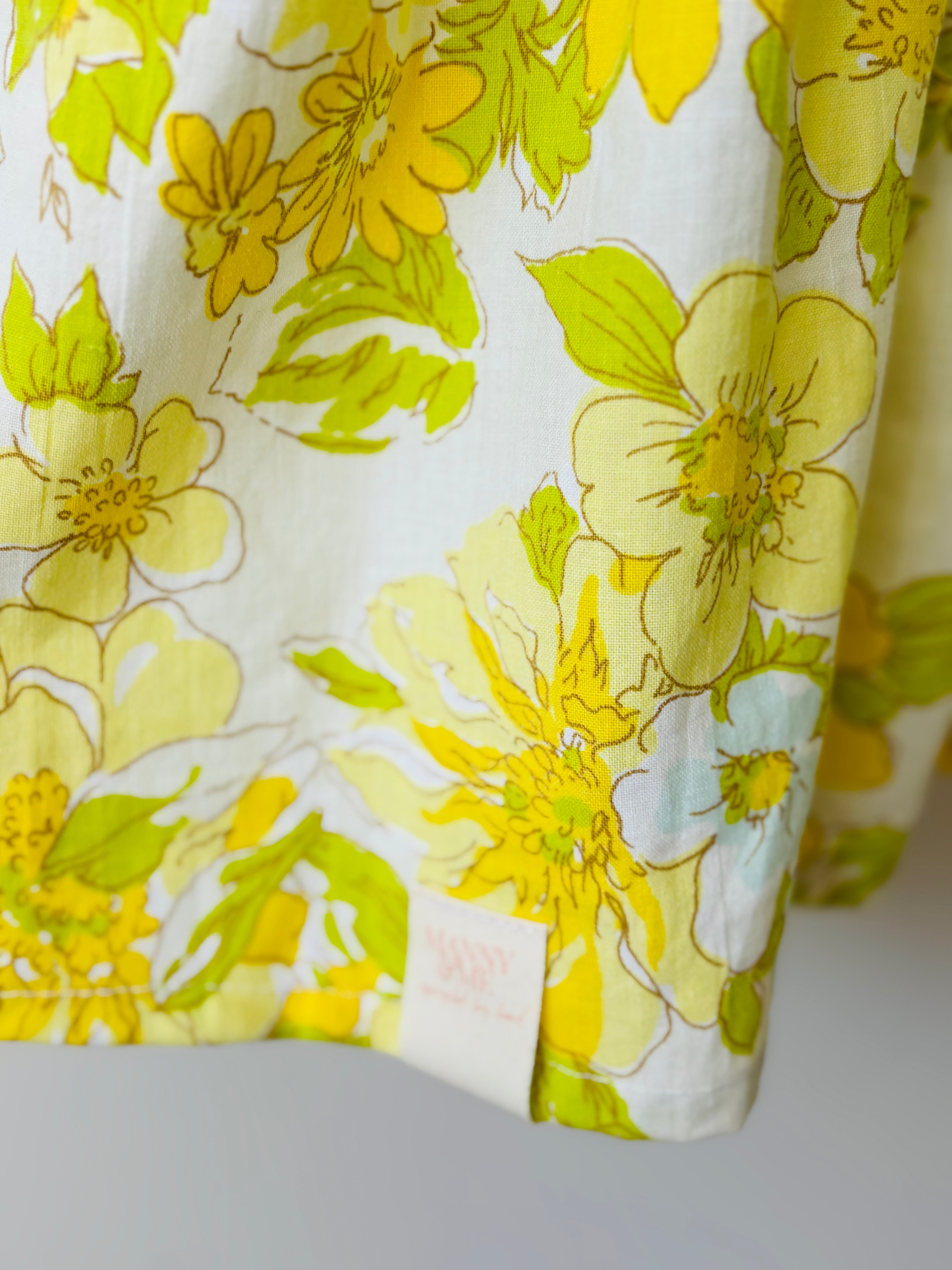 Upcycled Babydoll Top | Denim & Yellow Floral Size 12