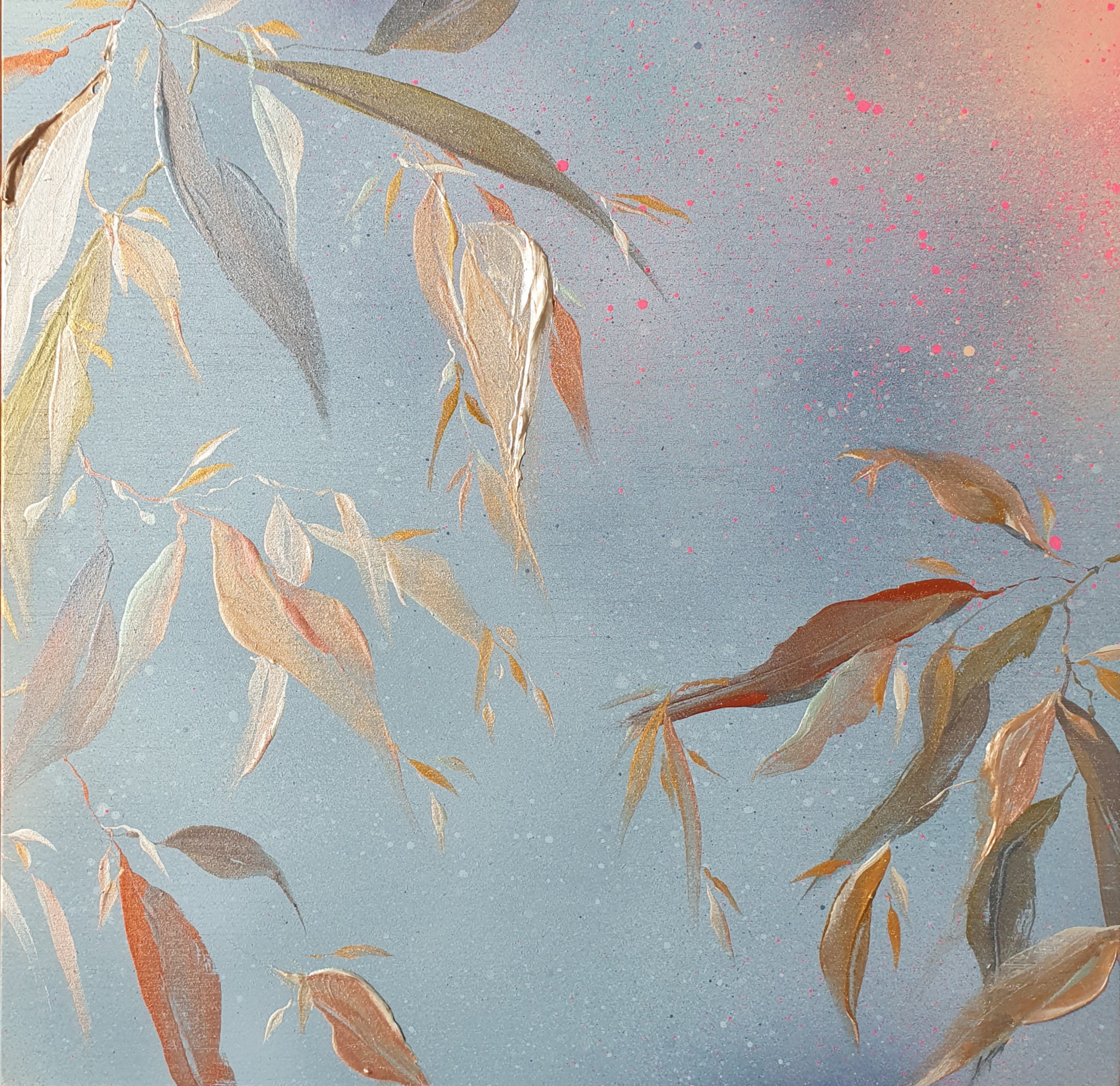 They Dance in Golden Sheen I & II | Original abstract wall art | Mixed media on board