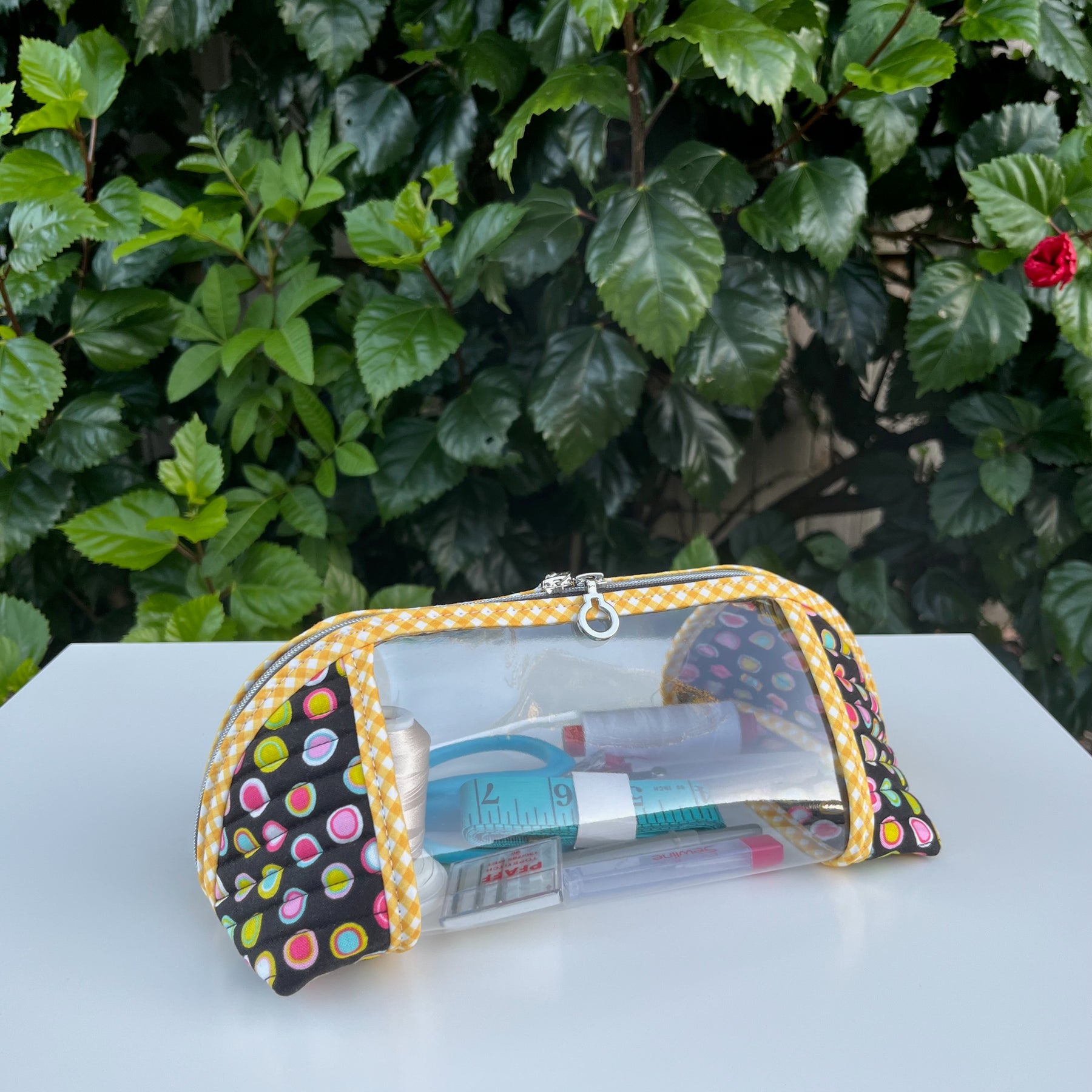 Clearly Trixie pouch - Black Licorice Inner Dots (Me and My Sister Designs)