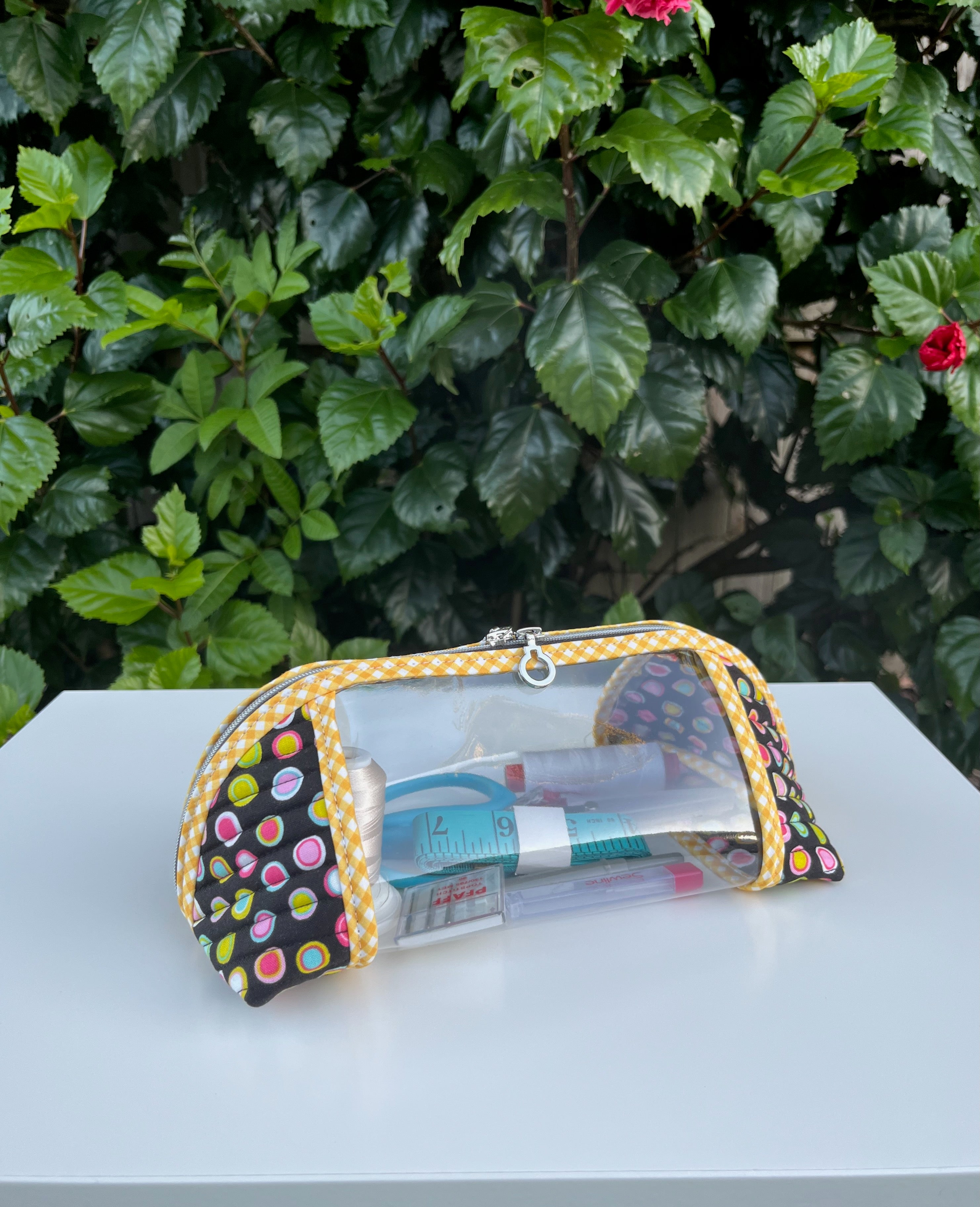 Clearly Trixie pouch - Black Licorice Inner Dots (Me and My Sister Designs)